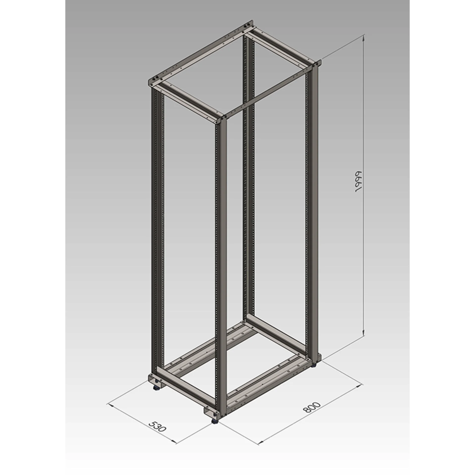 Стойка монтажная двухрамная 42U (2000х530х800мм) SNR-STK-S-7542