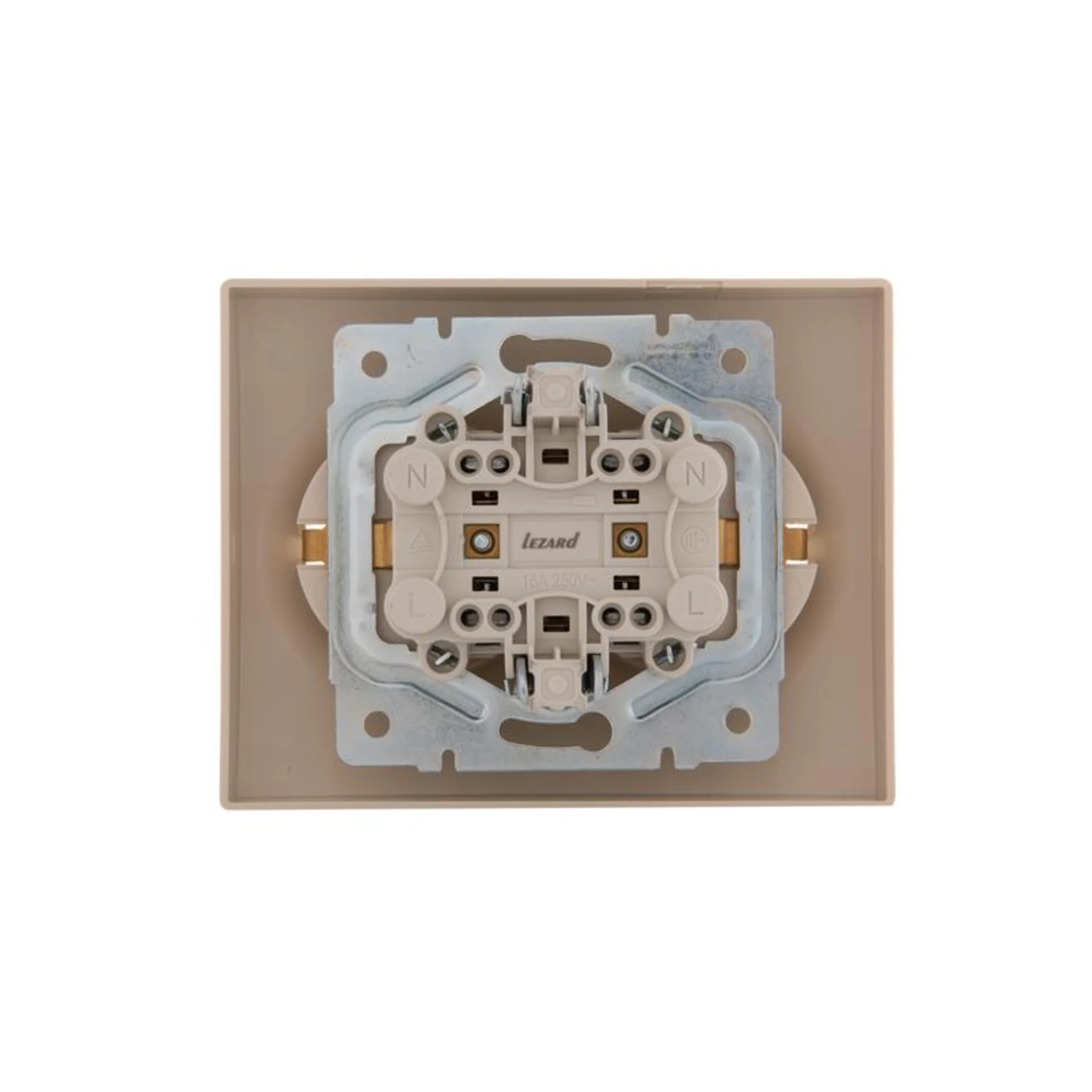 Розетка 2-м СП Karina с заземл. термопласт крем. LEZARD 707-0300-127B