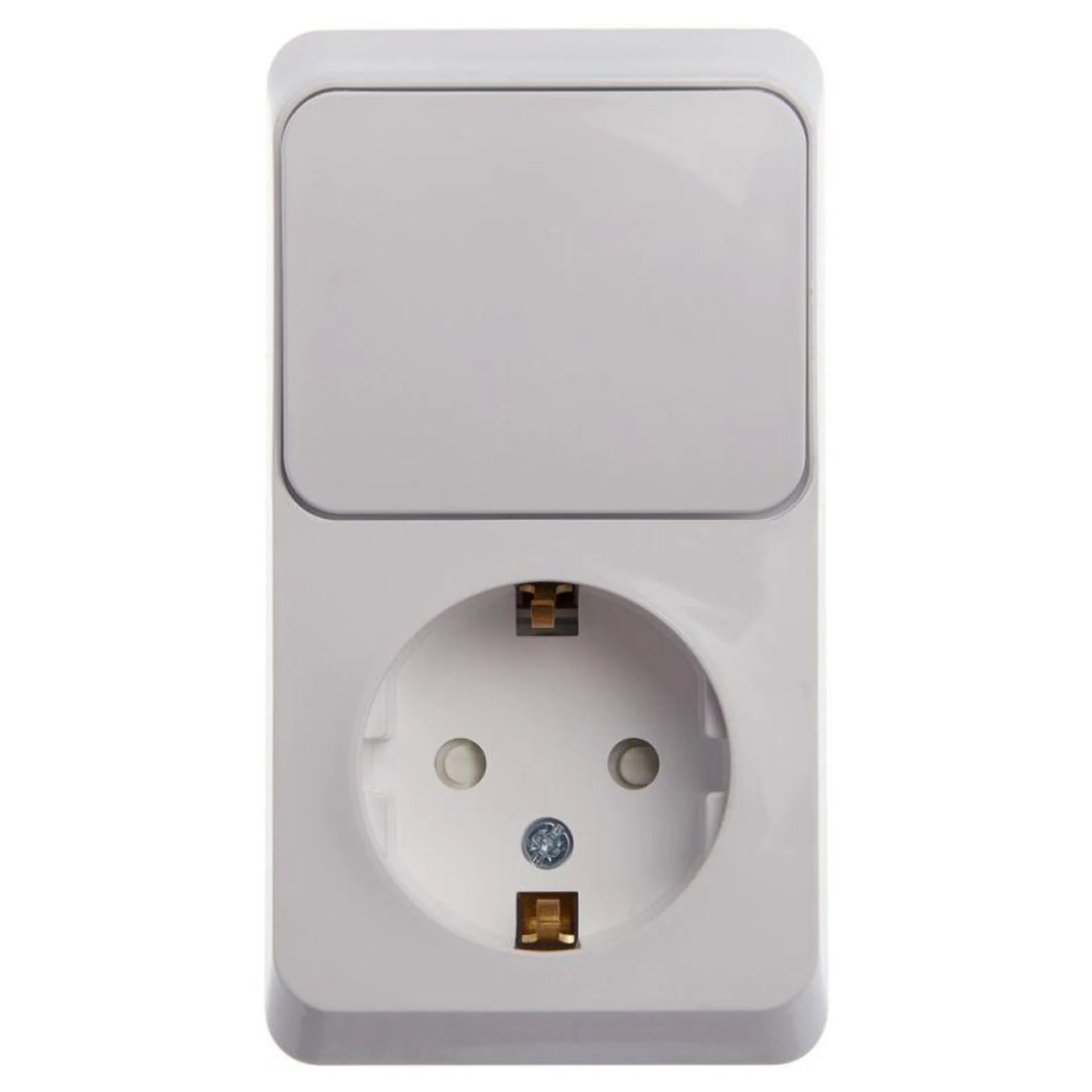 Блок ОП Этюд (1-м розетка с заземл. защ. шторки + 1-кл. выкл.) бел. SE BPA16-201B