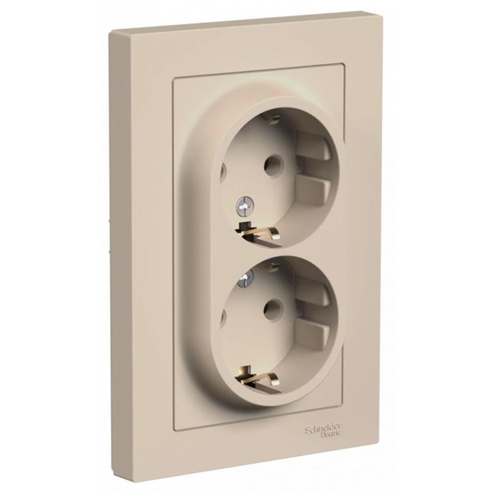 Розетка 2-м. AtlasDesign 16А с заземл. в сборе песочн. SE ATN001224