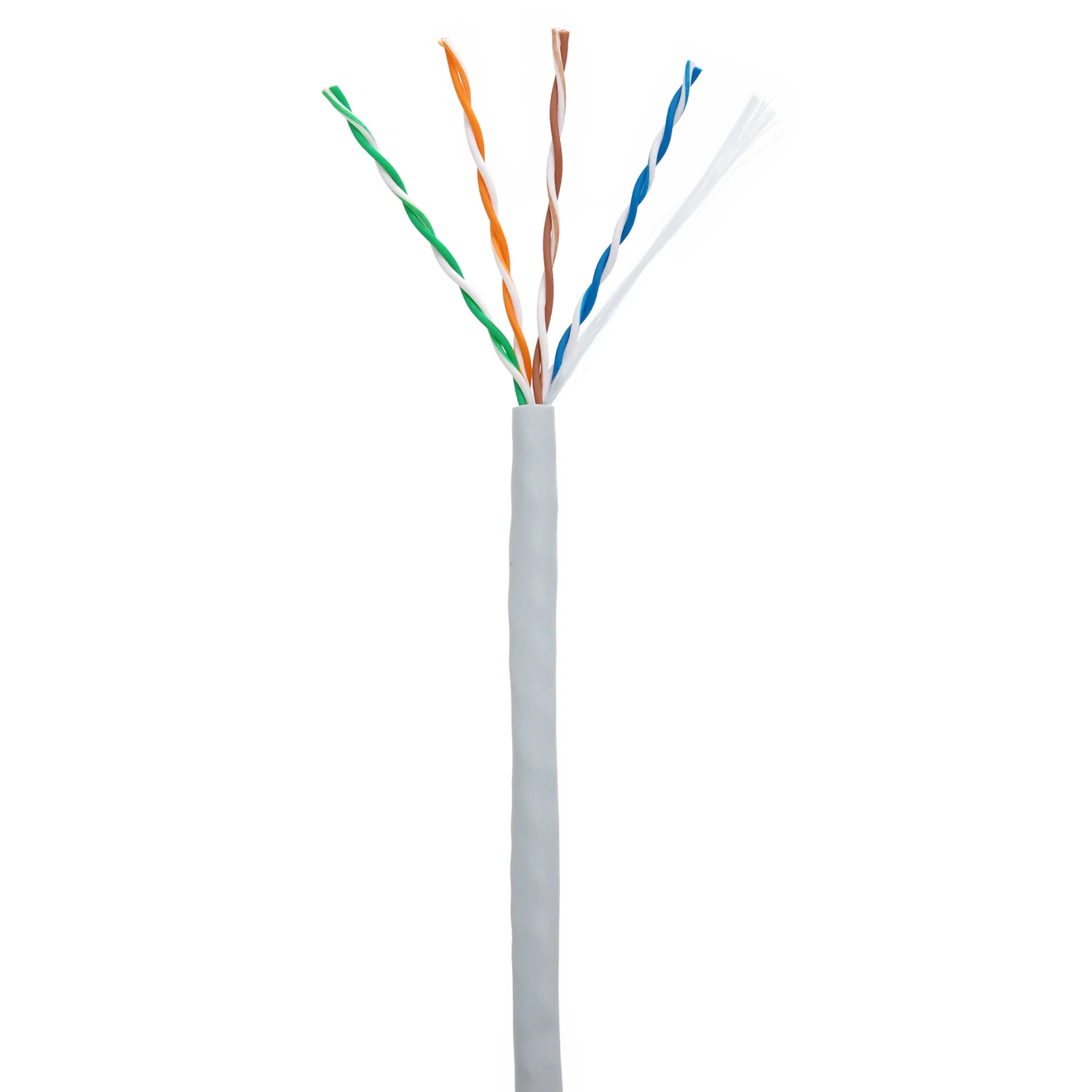 Кабель NETLAN U/UTP 4 пары, Кат.5e (Класс D), 100МГц, одножильный, BC (чистая медь), внутренний, PVC нг(B), серый, 100м