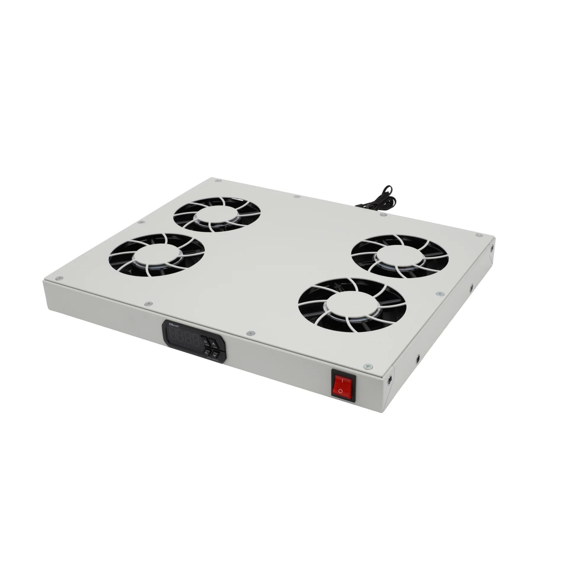 Модуль вентиляторный 19" 1U, 4 вентилятора, регулируемая глубина 345-810 мм с контроллером температуры, RAL7035