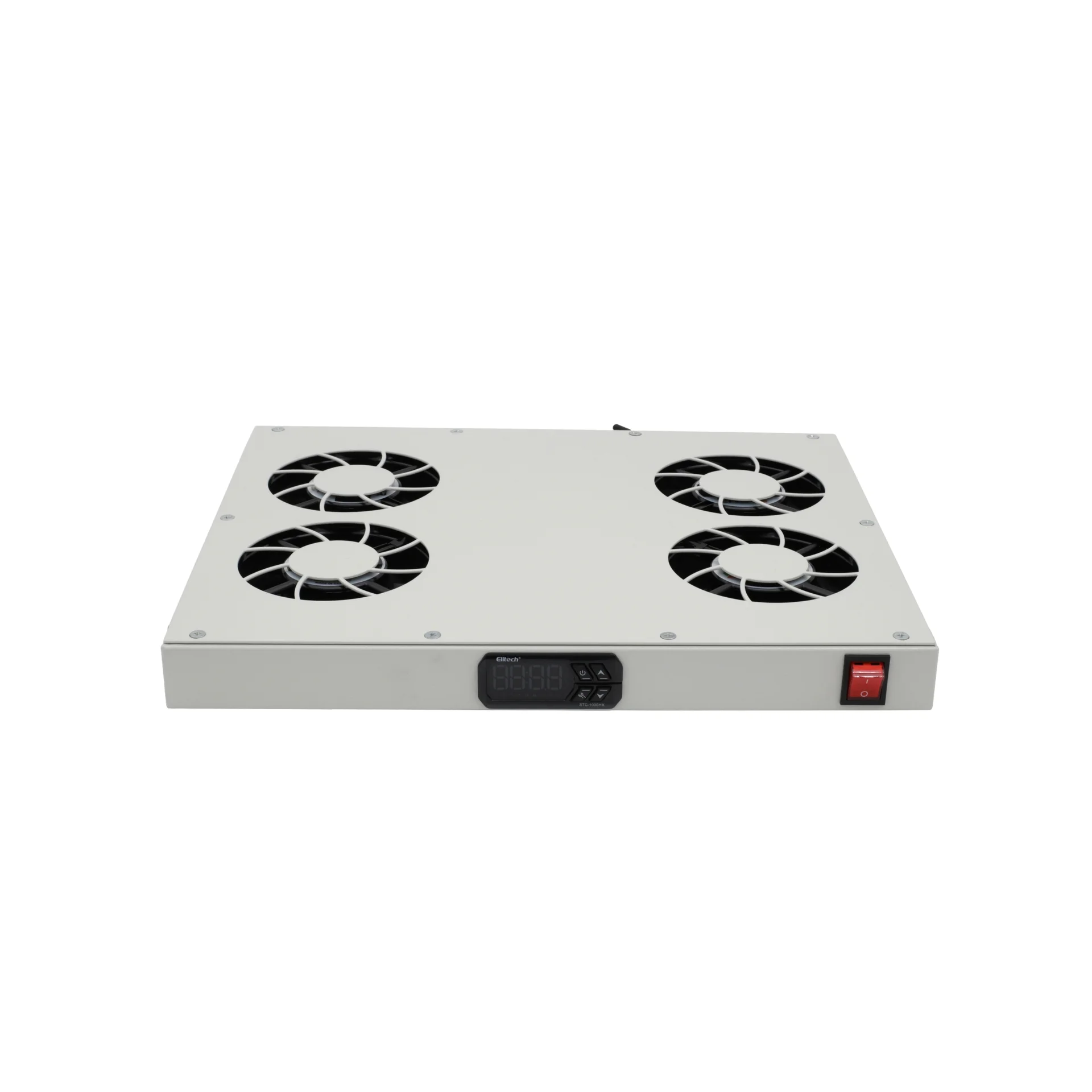 Модуль вентиляторный 19" 1U, 4 вентилятора, регулируемая глубина 345-810 мм с контроллером температуры, RAL7035