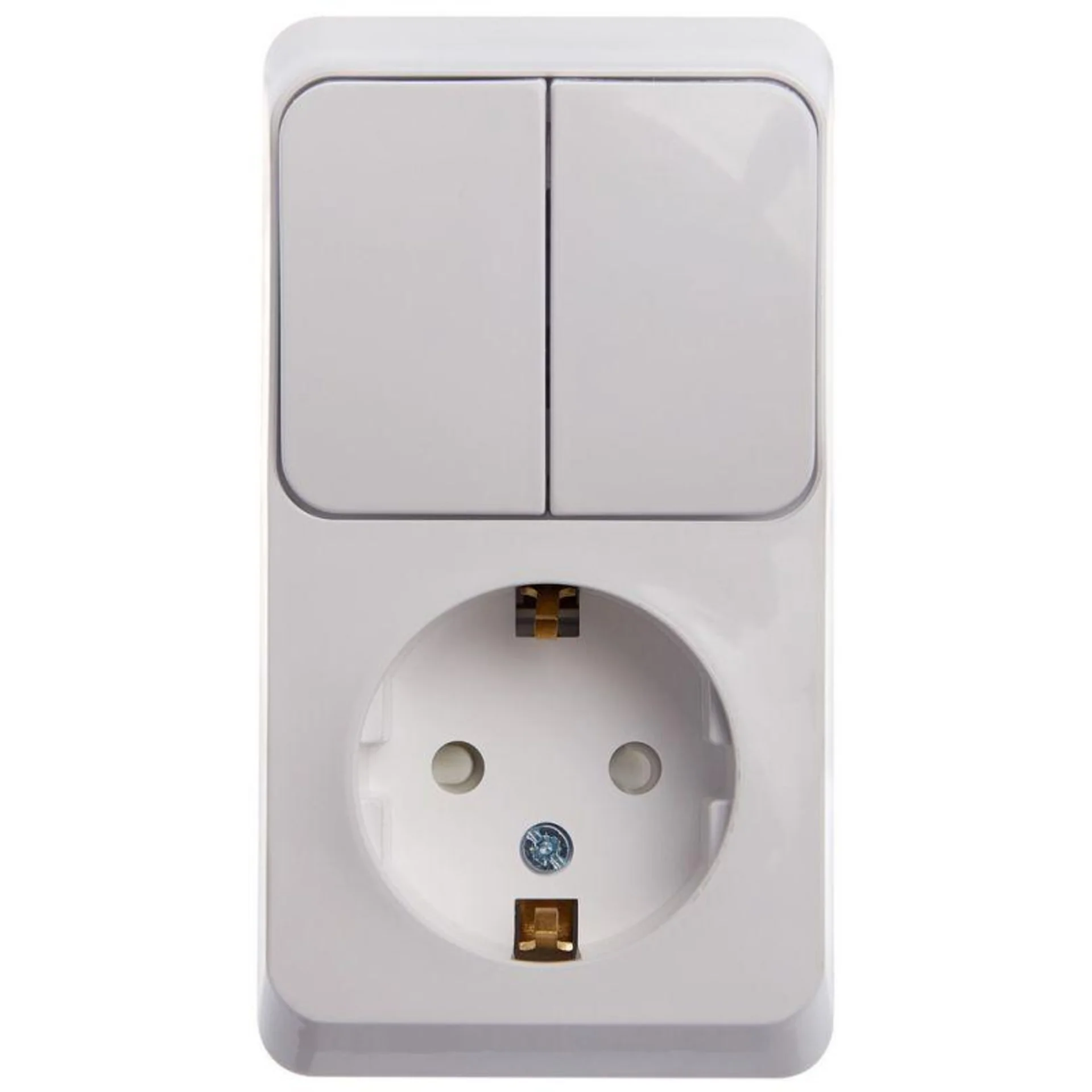 Блок ОП Этюд (1-м розетка с заземл. защ. шторки + 2-кл. выкл.) бел. SE BPA16-202B