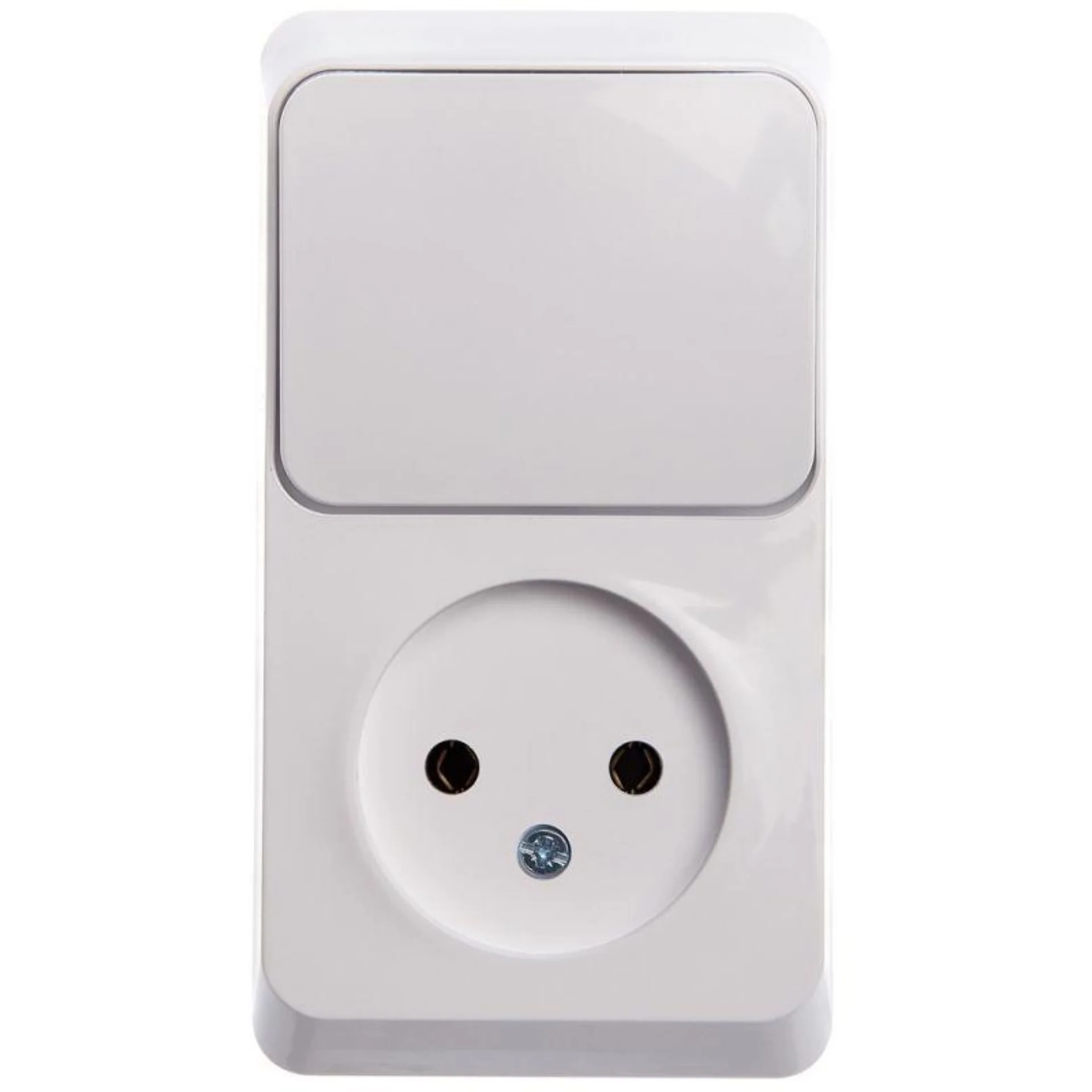 Блок ОП Этюд (1-м розетка без заземл. + 1-кл. выкл.) бел. SE BPA16-204B