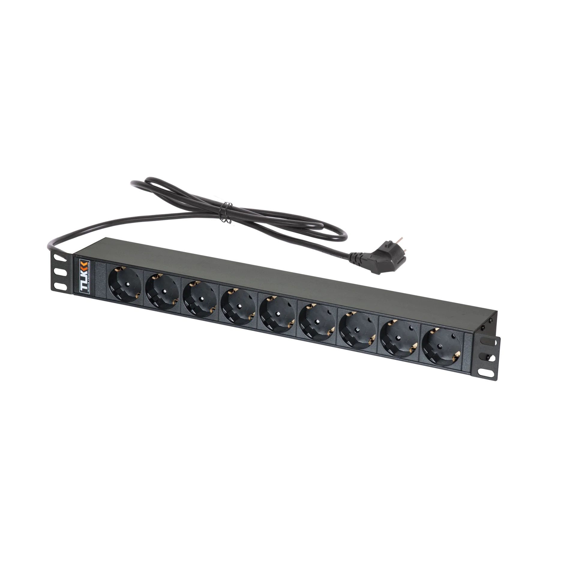 Блок электрических розеток TLK 19" 9 гнезд евророзетка, макс. нагрузка 16 А, шнур питания 1,8 метра, евровилка