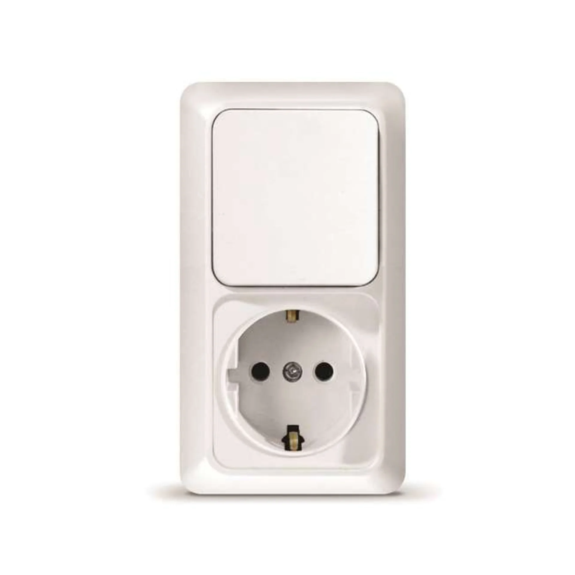 Блок ОП Олимп 1-кл. вык.+ роз. с заземл. верт. бел. UNIVersal О0038