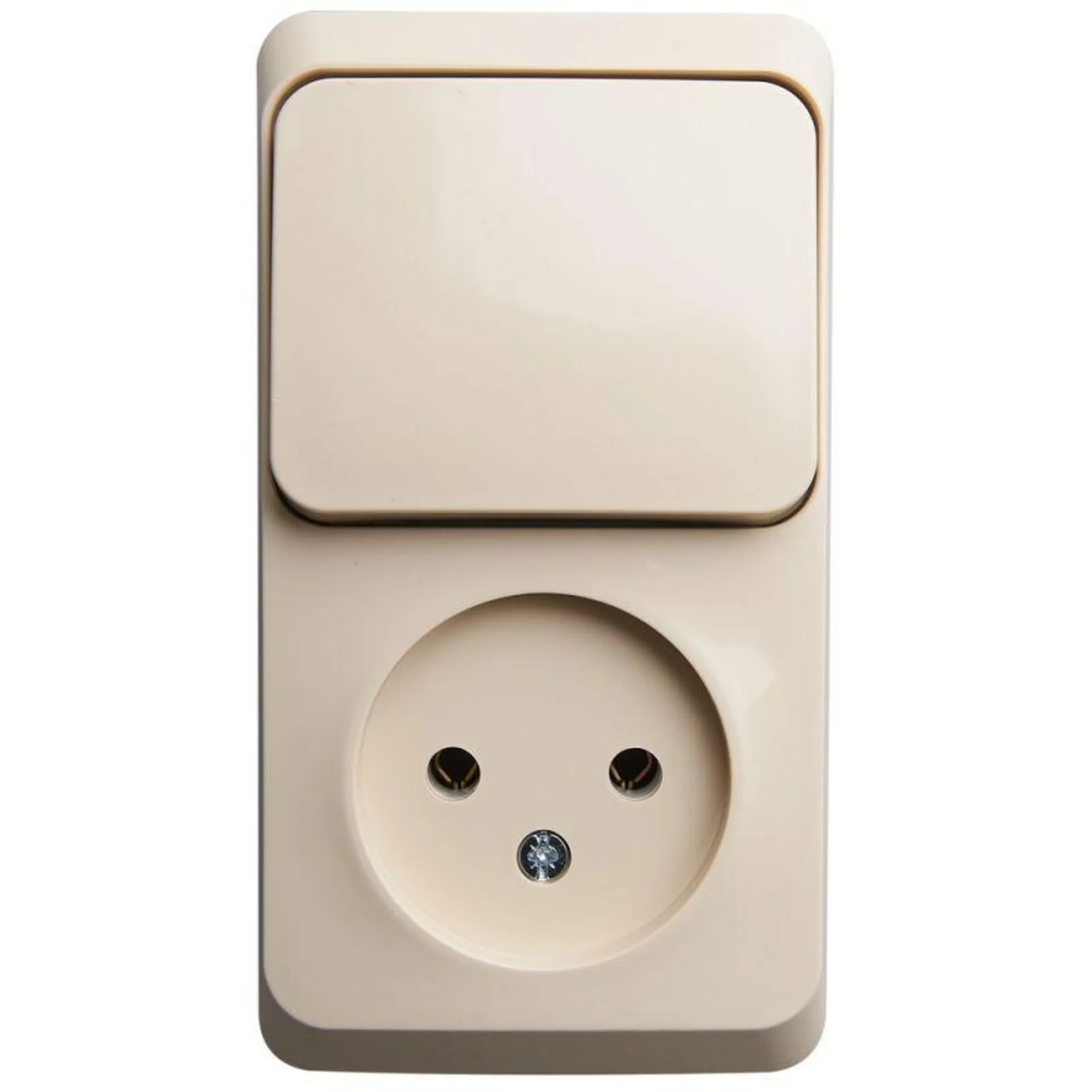 Блок ОП Этюд (1-м розетка без заземл. + 1-кл. выкл.) крем. SE BPA16-204K