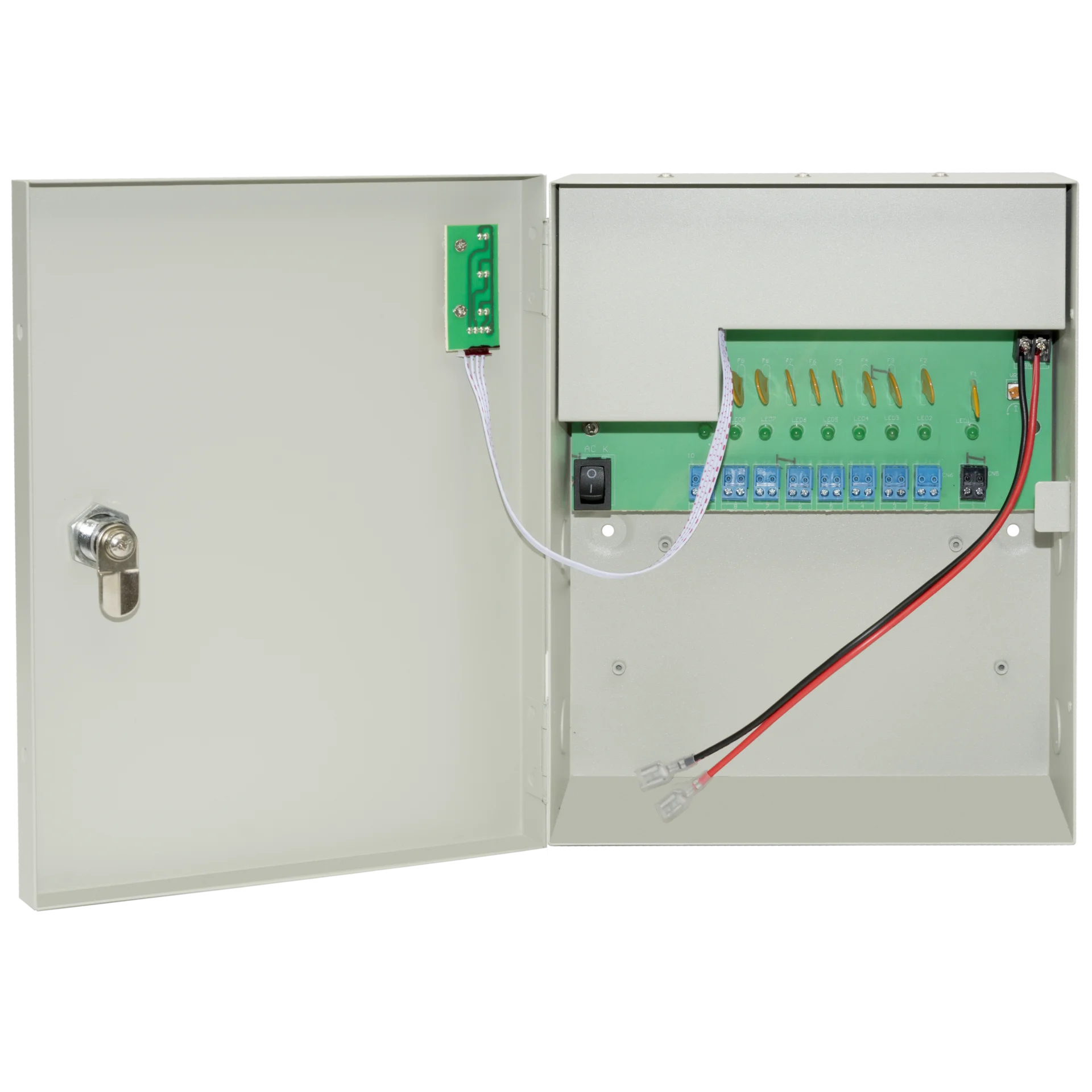 Многоканальный источник питания SNR-PS-C1210-D09U, 8x1.11А +1x5А, 12В DC, 10A, АКБ 1х9Ач (без АКБ в комплекте)