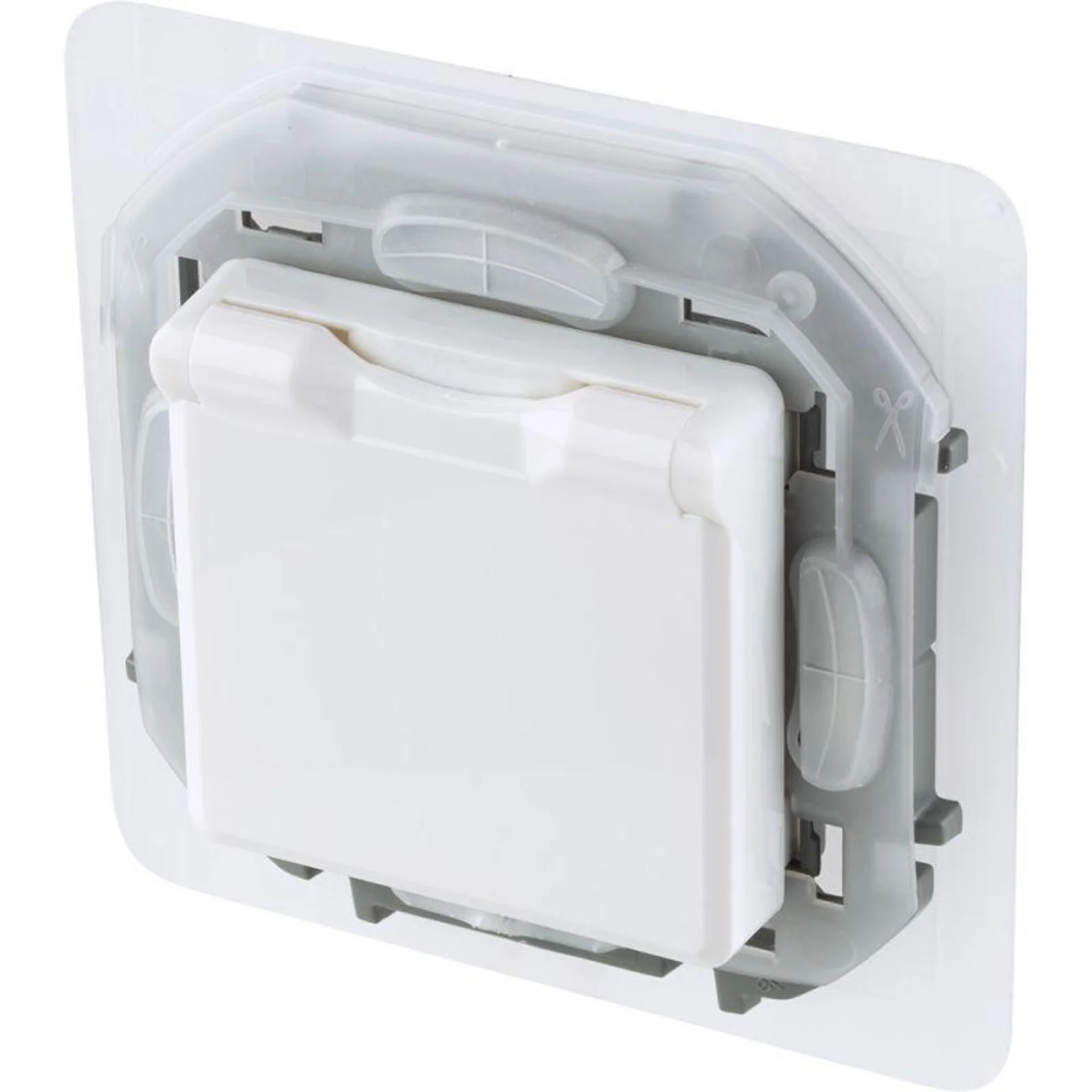 Розетка 1-м СП Inspiria 16А IP44 250В 2P+E защ. шторки с крышкой немецк. стандарт механизм бел. Leg