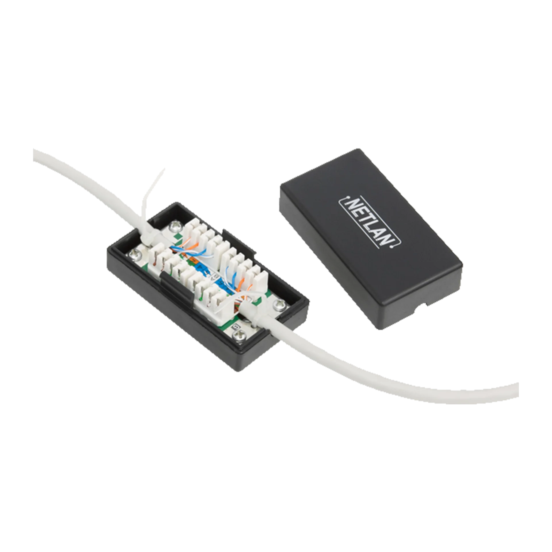 Кабельный соединитель NETLAN IDC-IDC, Кат.5e (Класс D), 100МГц, KRONE, T568A/B, неэкранированный, черный, уп-ка 10шт.