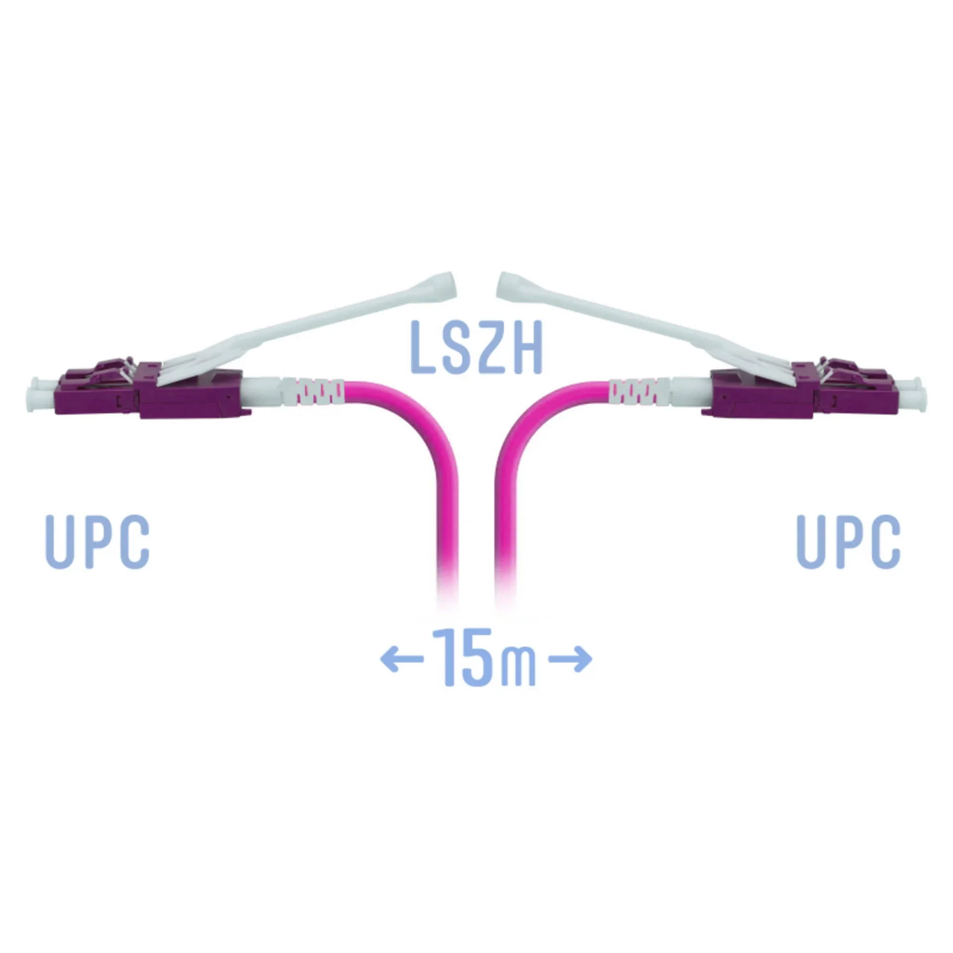 Патчкорд оптический LC/UPC-LC/UPC MM (OM4) Duplex (HD) 15 метров, 2мм