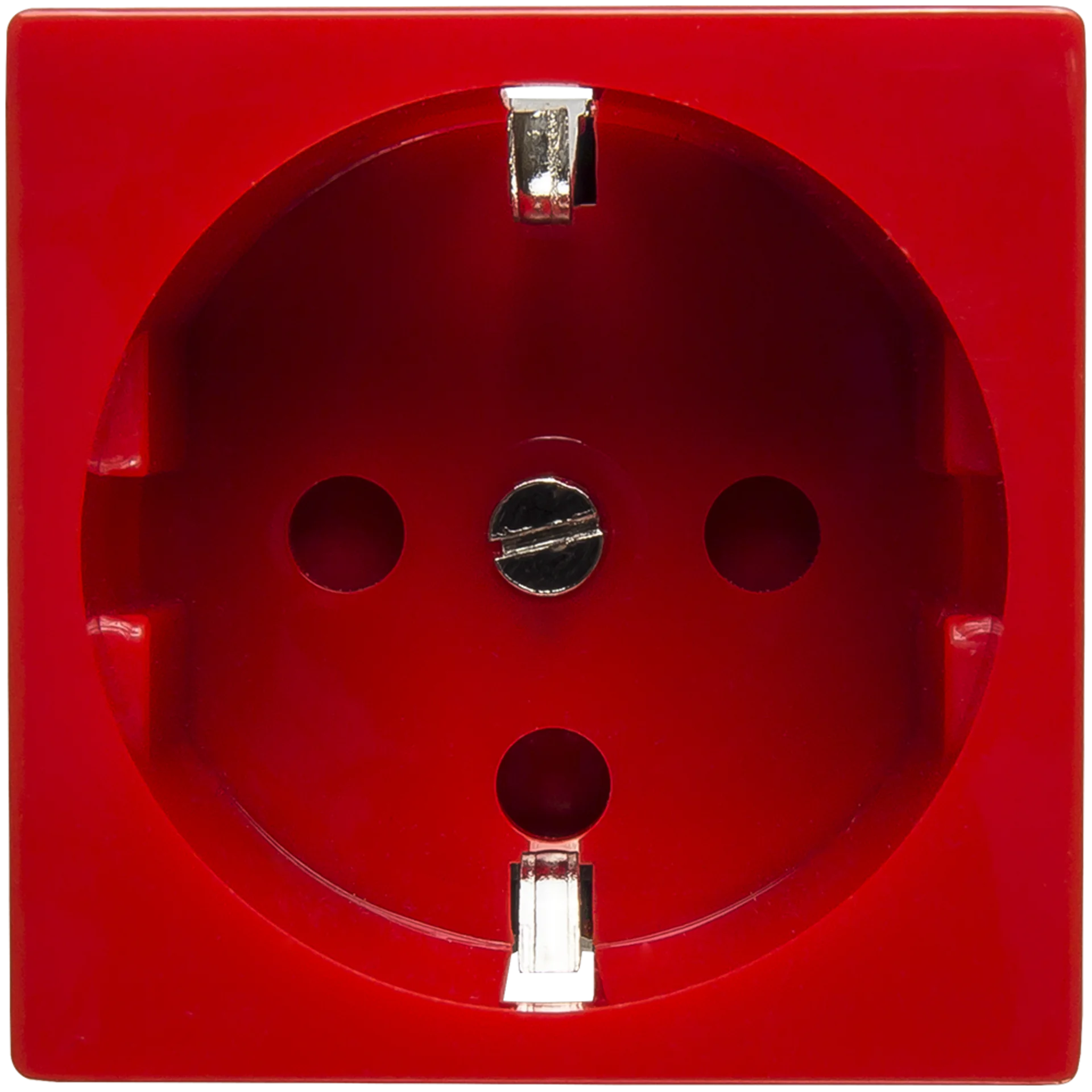 Розетка электрическая 2К+З со шторками и замком (красный)