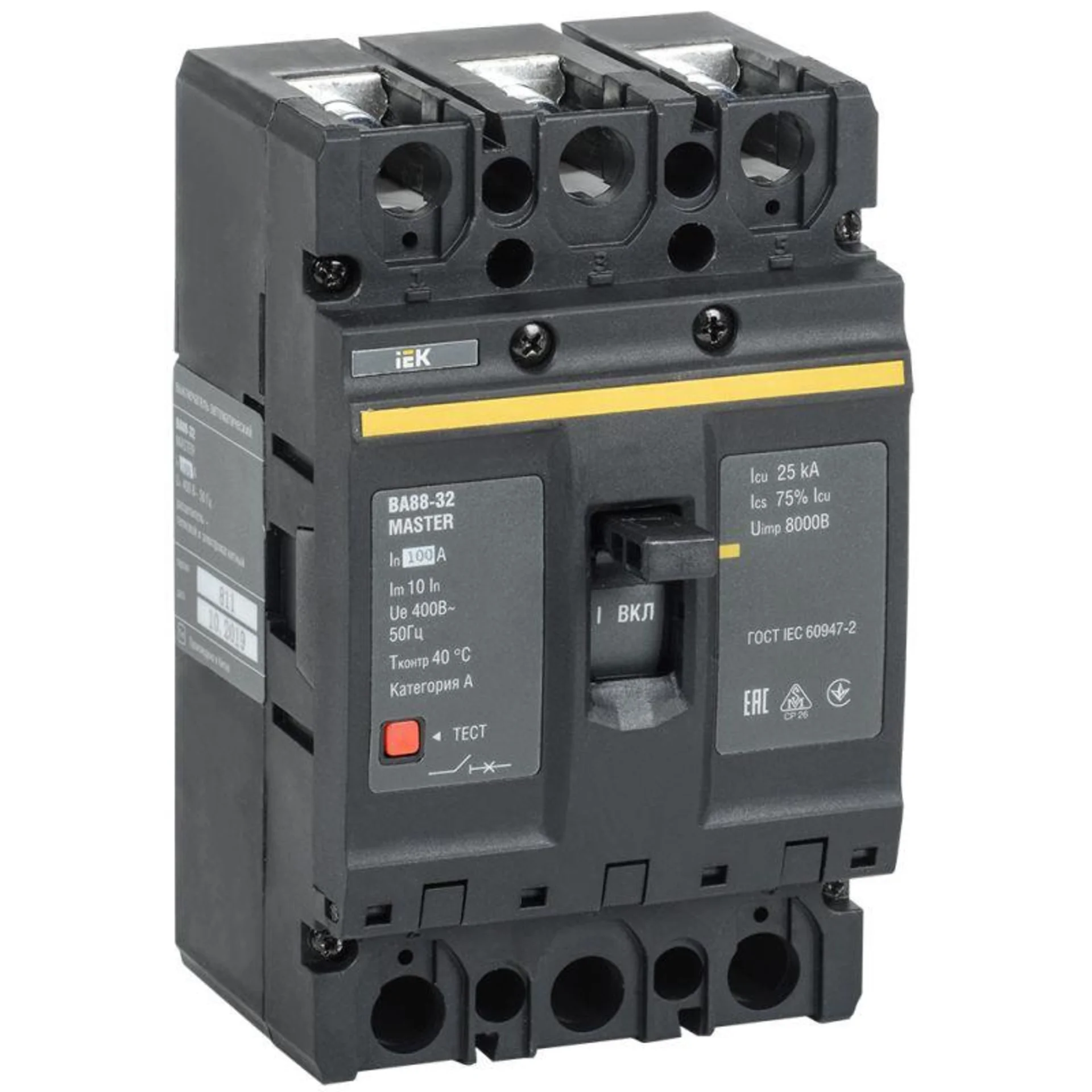 Выключатель автоматический 3п 100А 25кА ВА88-32 MASTER IEK SVA10-3-0100-02