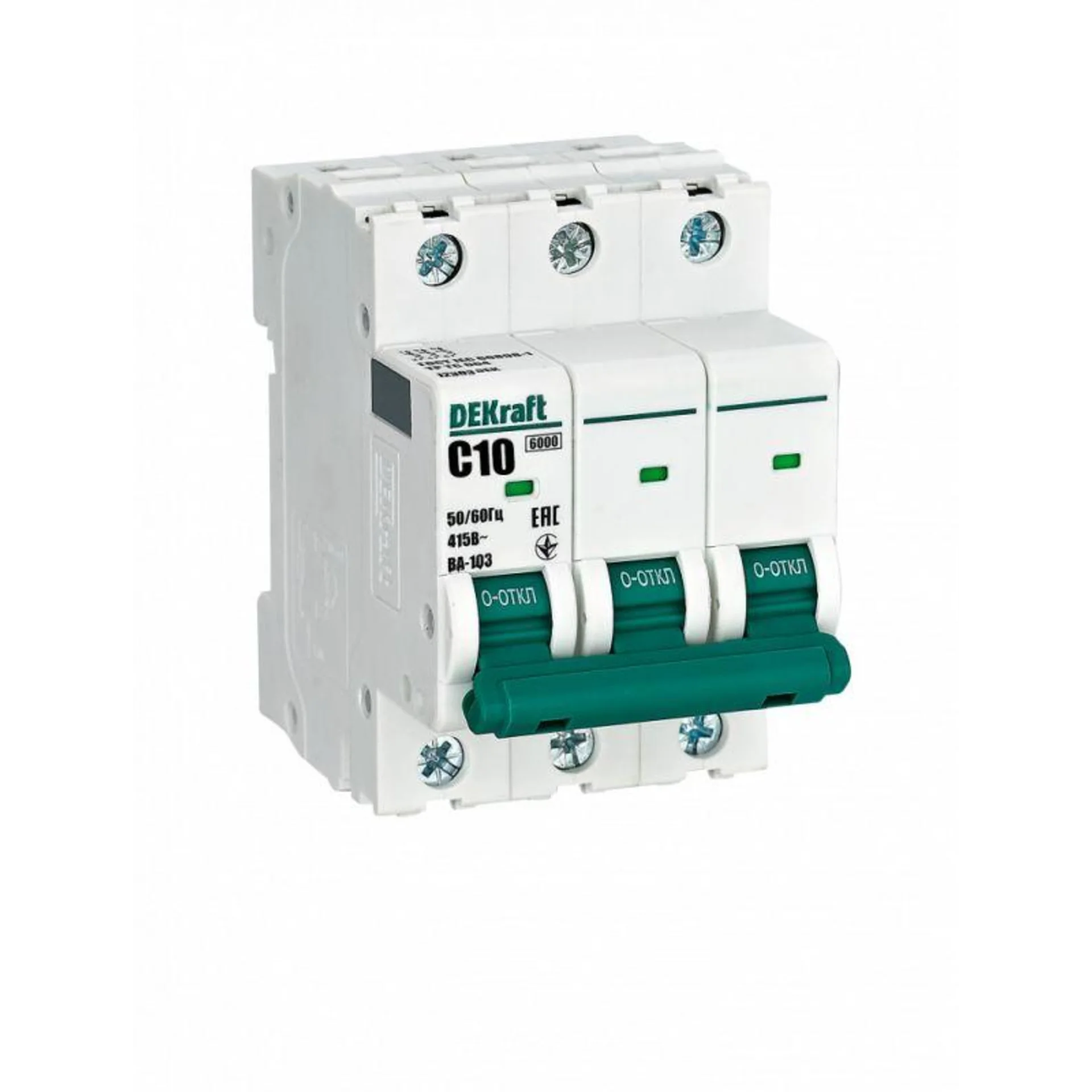 Выключатель автоматический модульный 3п С 10А 6кА ВА-103 DEKraft 12303DEK