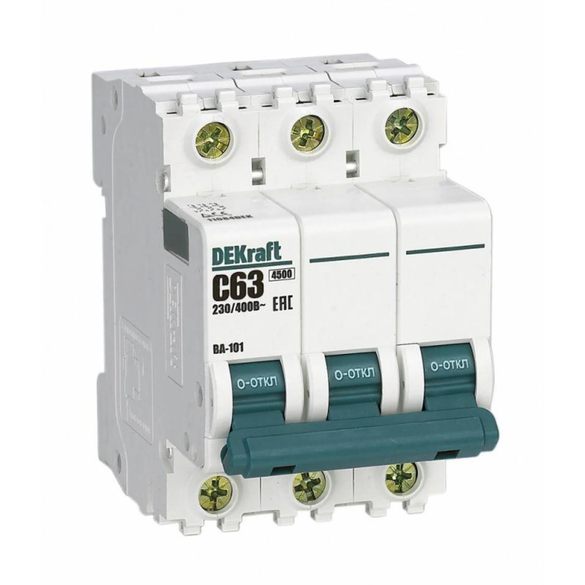 Выключатель автоматический модульный 3п C 63А 4.5кА ВА-101 DEKraft 11084DEK