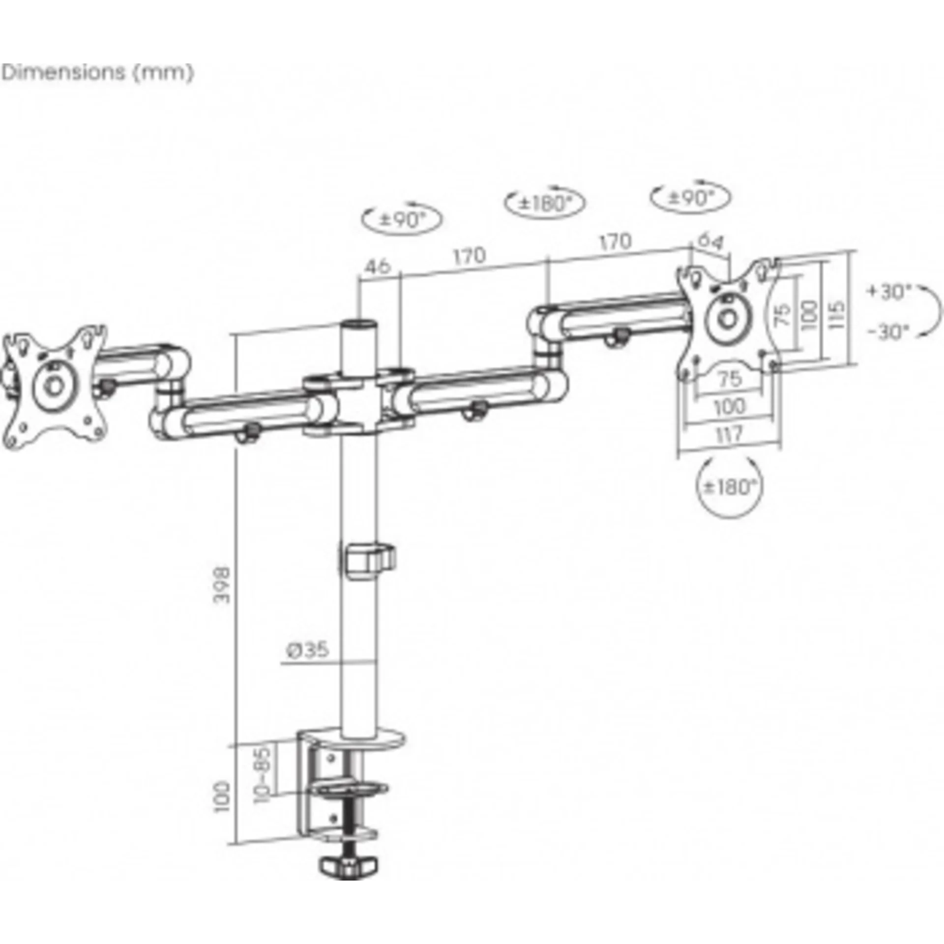 Кронштейн для мониторов Ultramounts UM737 черный 17"-32" макс.8кг крепление к столешнице поворот и н