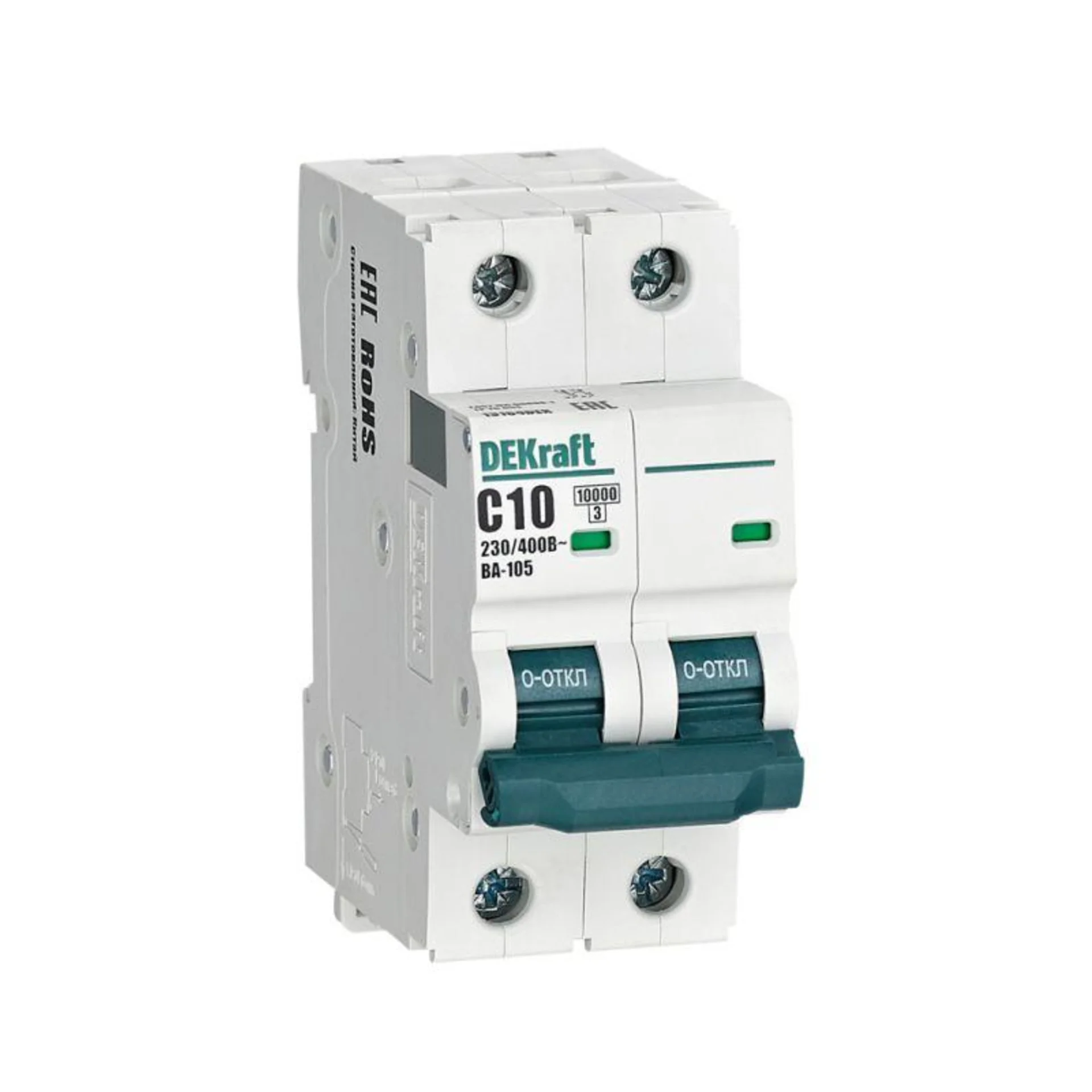 Выключатель автоматический модульный 2п C 10А 10кА ВА-105 DEKraft 13164DEK