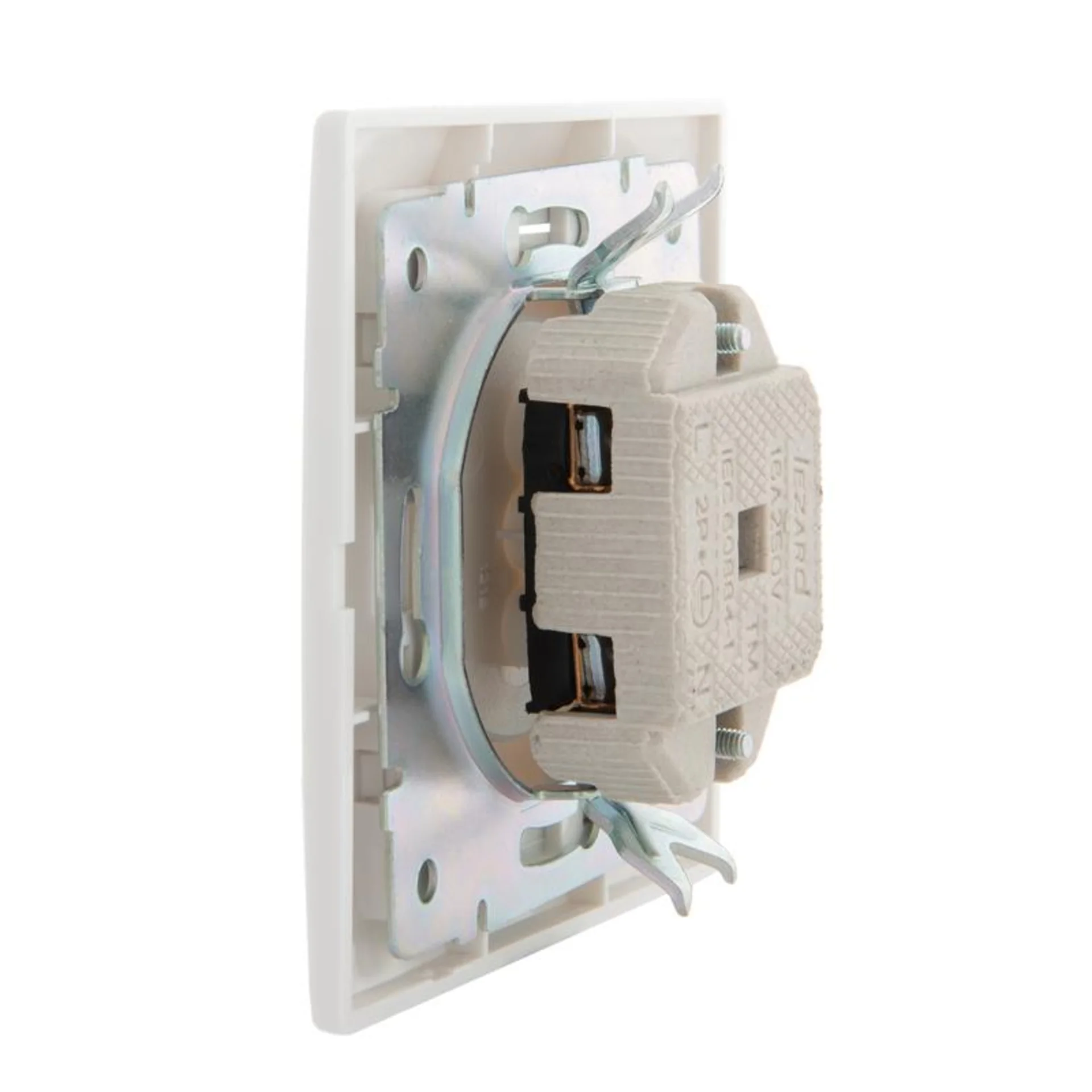 Розетка 1-м СП Mira 16А IP20 без заземл. с бел. вставкой керамика бел. LEZARD 701-0202-121