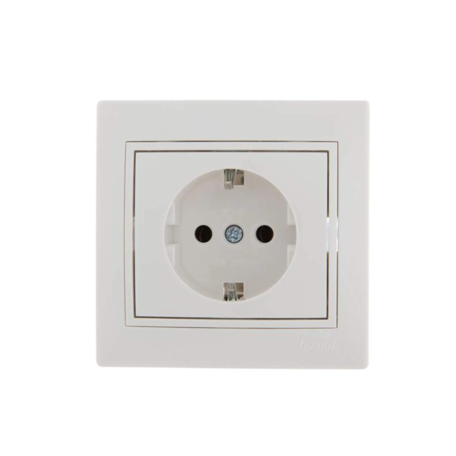 Розетка 1-м СП Mira 16А IP20 с заземл. с бел. вставкой керамика бел. LEZARD 701-0202-122