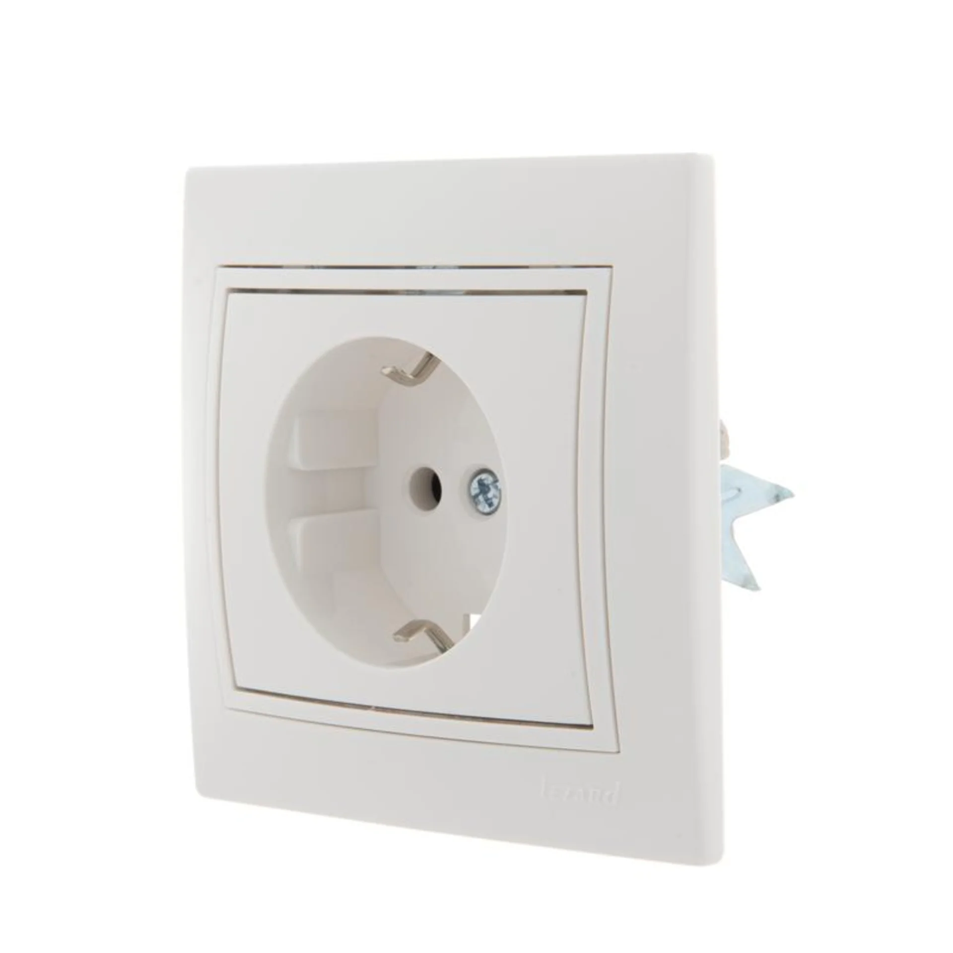 Розетка 1-м СП Mira 16А IP20 с заземл. с бел. вставкой керамика бел. LEZARD 701-0202-122