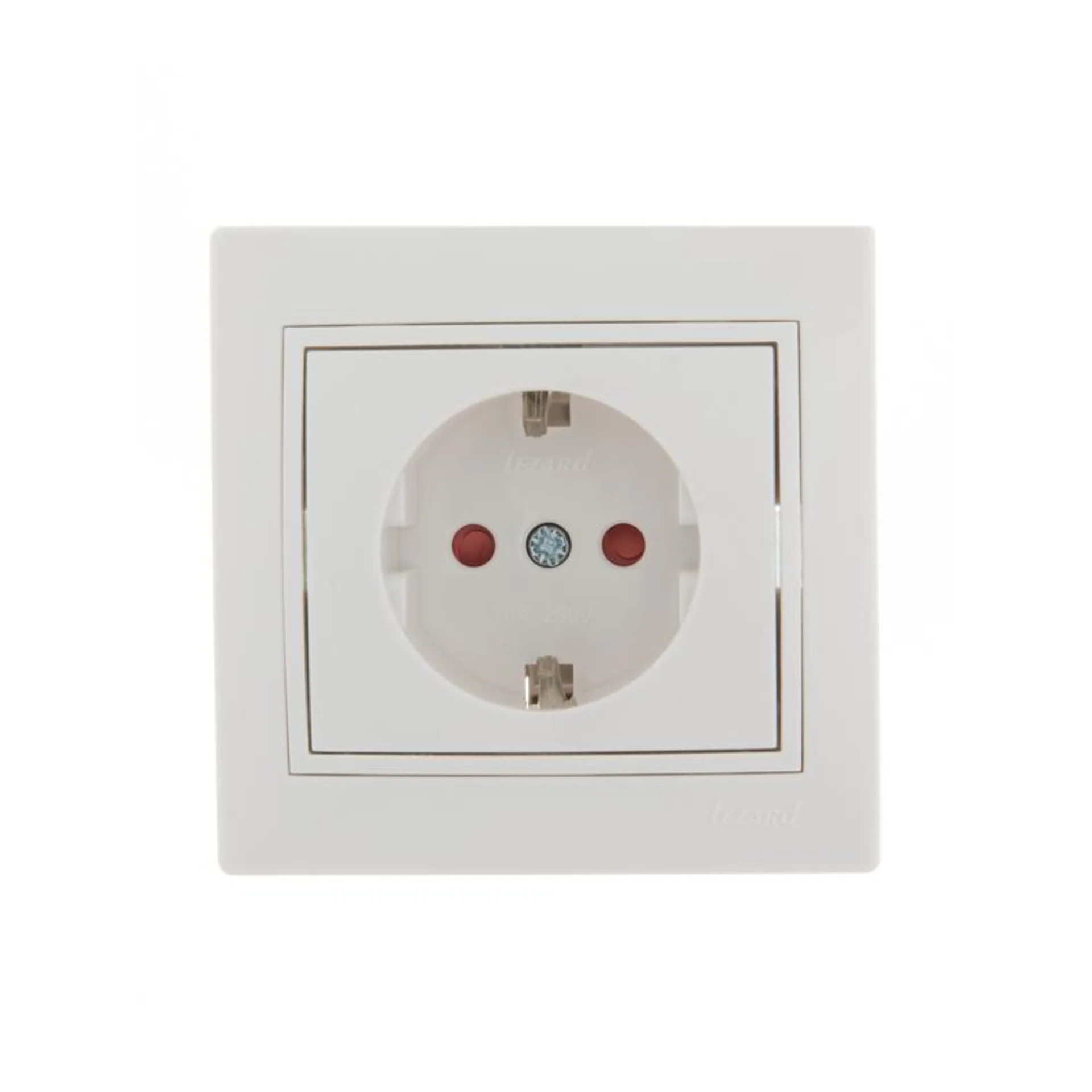 Розетка 1-м СП Mira 16А IP20 с заземл. защ. шторки с бел. вставкой керамика бел. LEZARD 701-0202-124