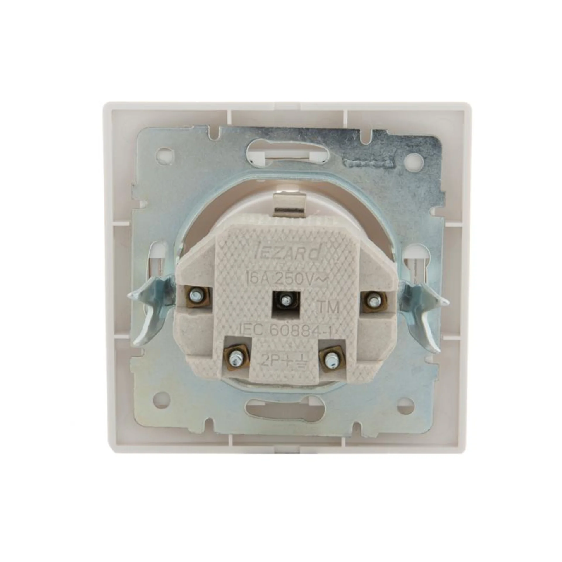 Розетка 1-м СП Mira 16А IP20 с заземл. защ. шторки с бел. вставкой керамика бел. LEZARD 701-0202-124