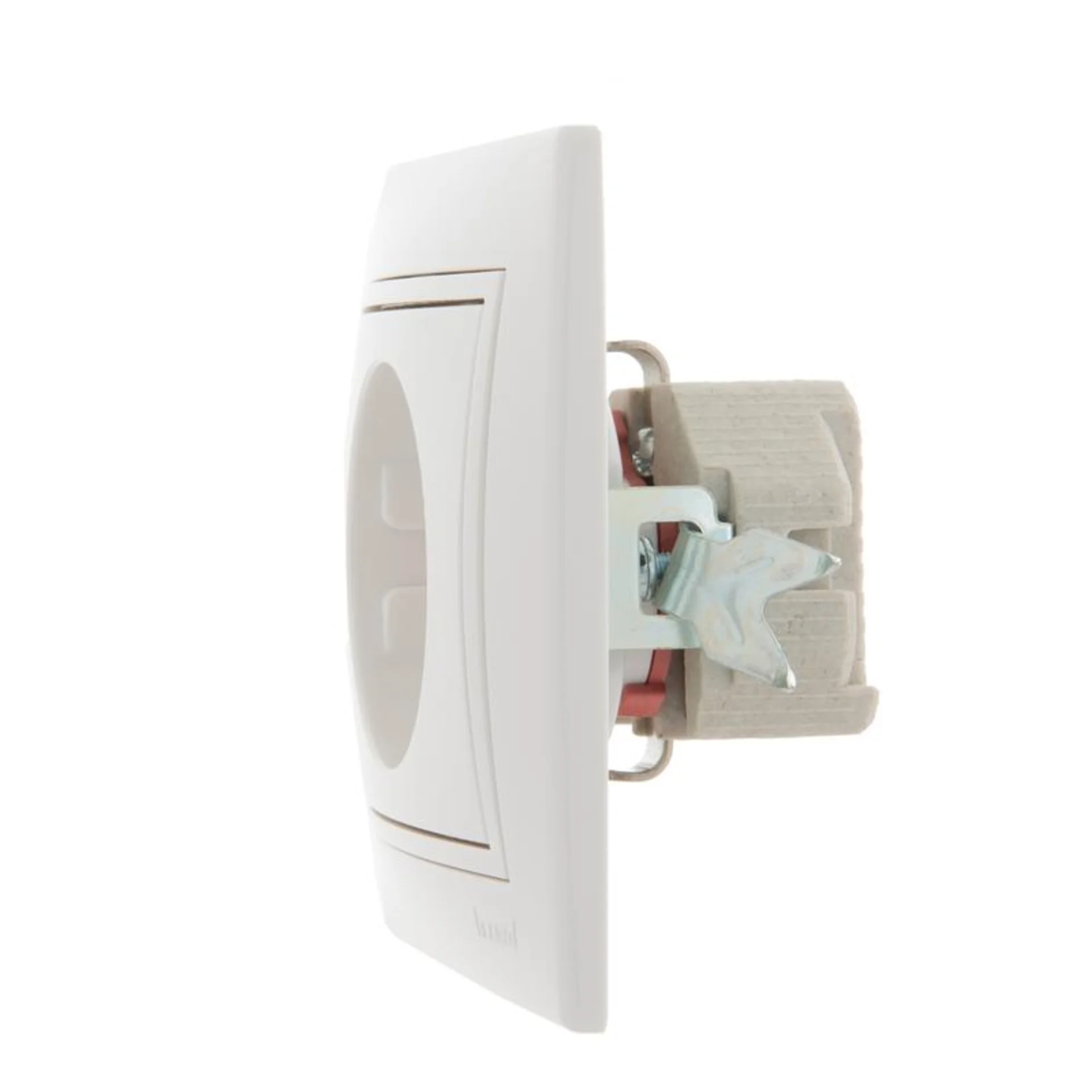 Розетка 1-м СП Mira 16А IP20 с заземл. защ. шторки с бел. вставкой керамика бел. LEZARD 701-0202-124