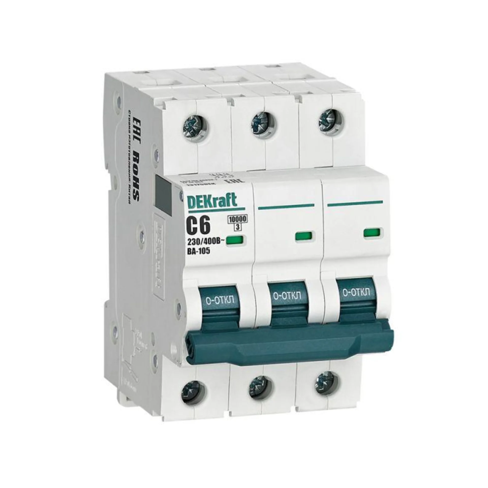 Выключатель автоматический модульный 3п C 6А 10кА ВА-105 DEKraft 13175DEK