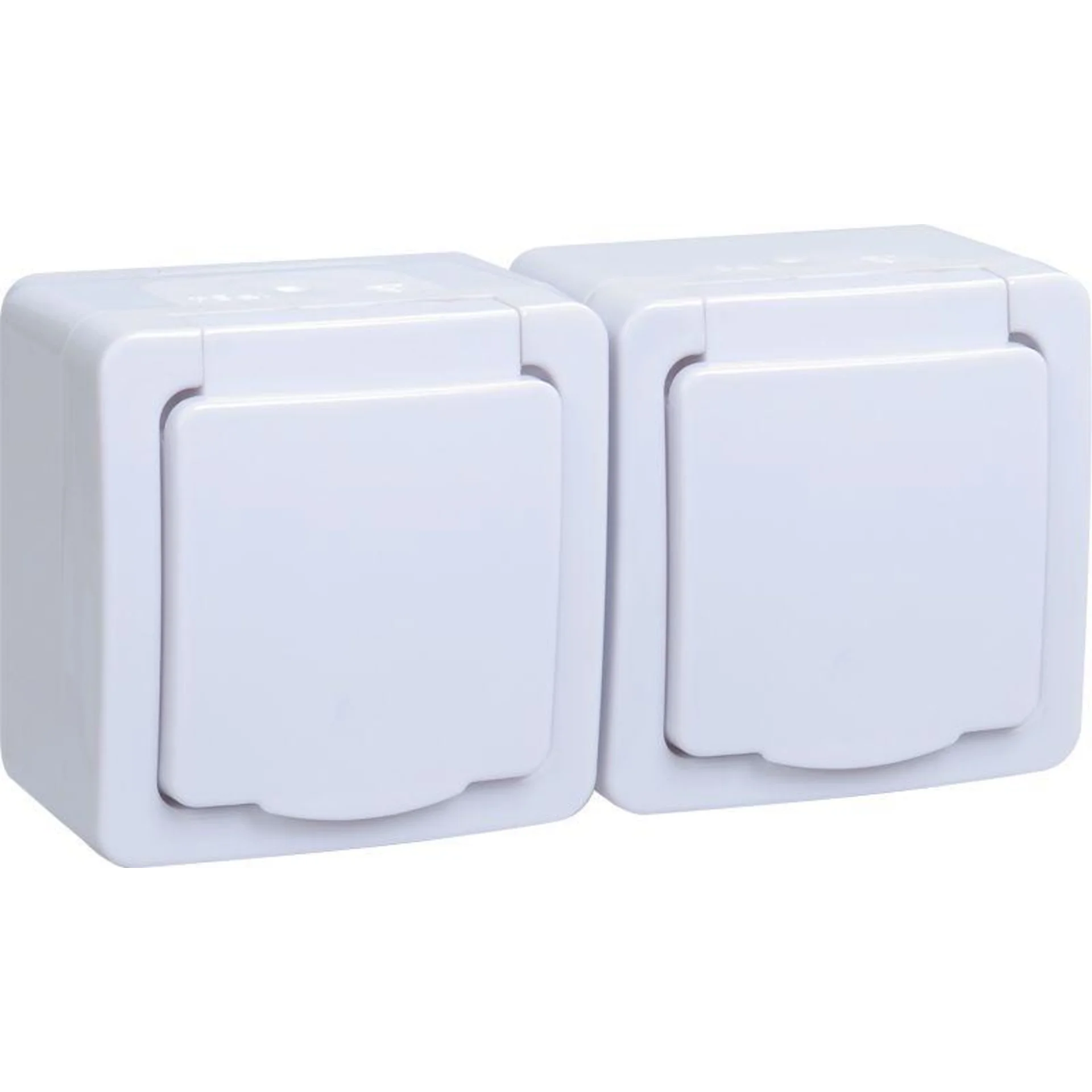 Розетка 2-м ОП Гермес Plus РСб22-3-ГПБб 16А IP54 с заземл. с крышкой бел. IEK ERMP22-K01-16-54-EC