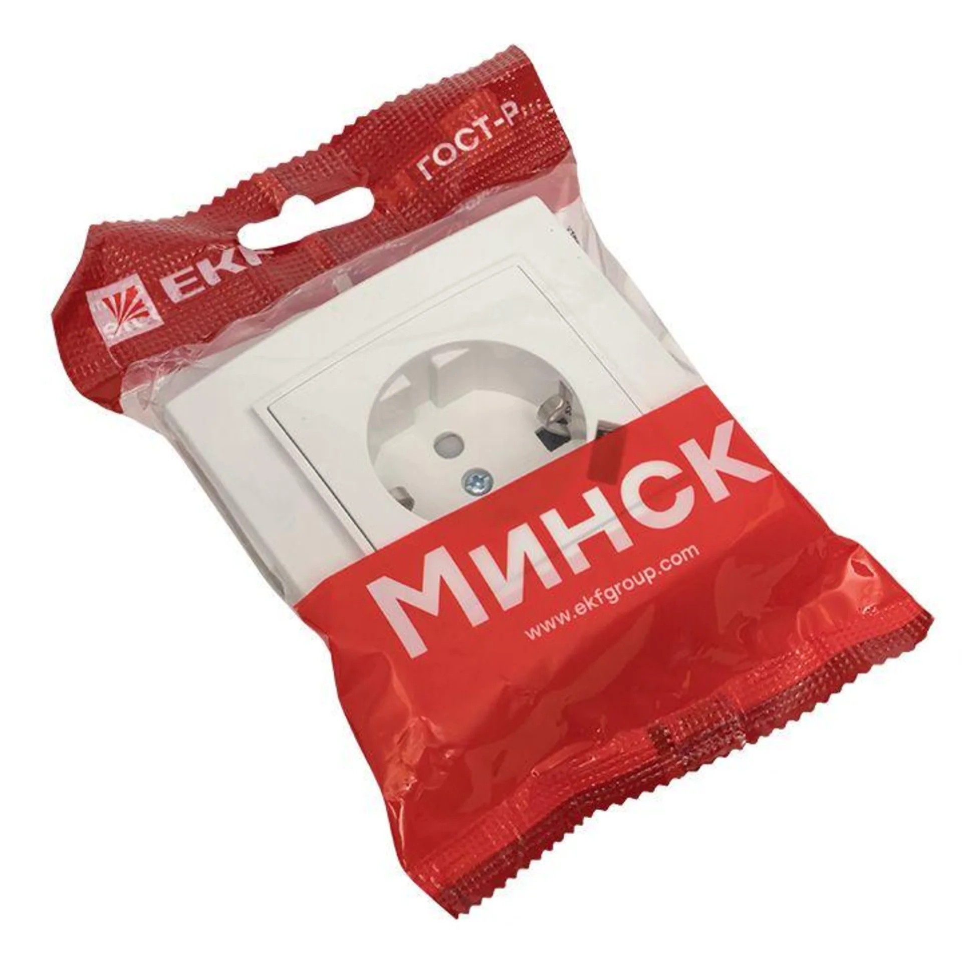 Розетка 1-м СП Минск 16А IP20 с заземл. защ. шторки с заряд. устройством USB 1А бел. EKF ERR16-028-1
