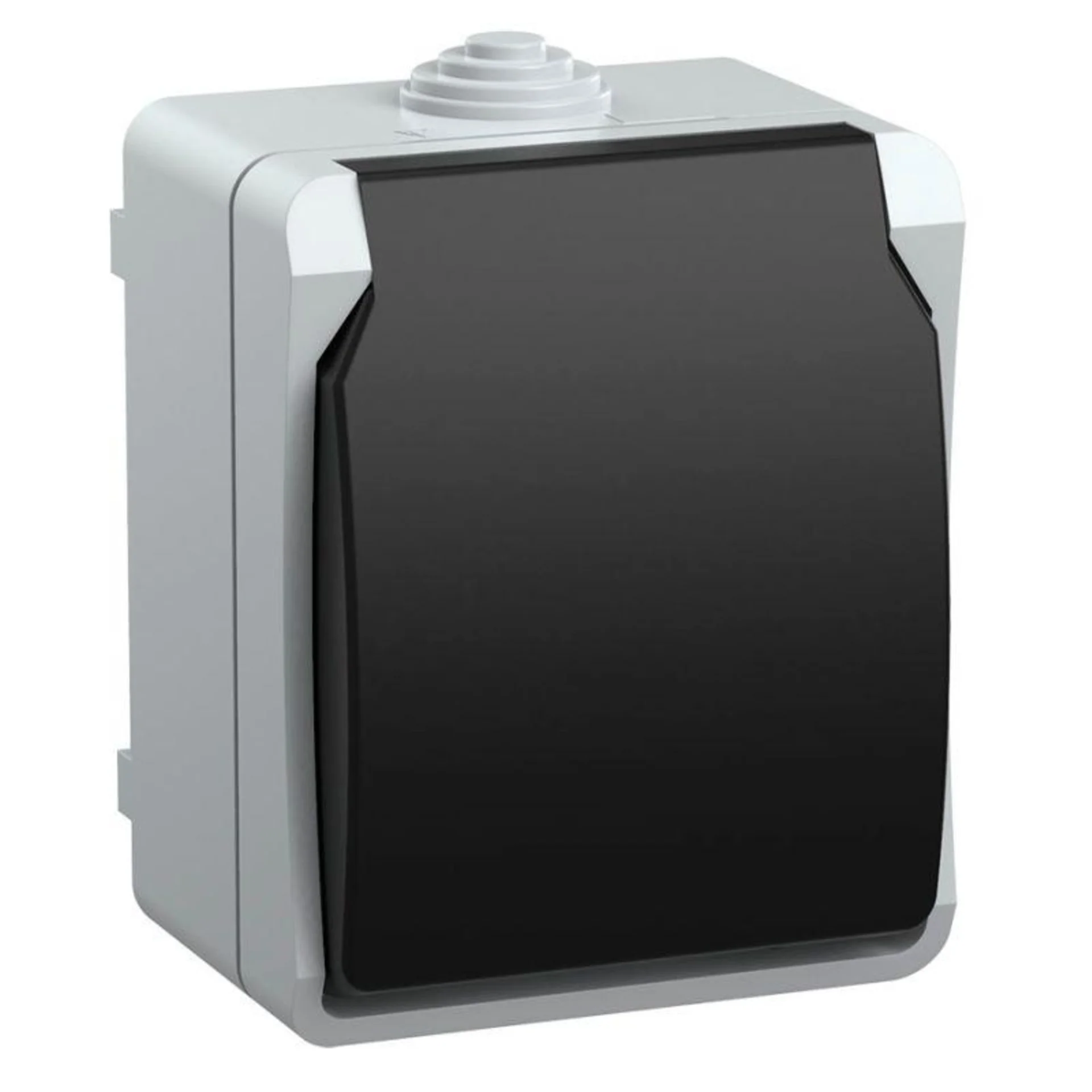 Розетка 1-м ОП Форс РСб20-3-ФСр 16А IP54 с заземл. с крышкой сер. IEK ERS12-K03-16-54-DC