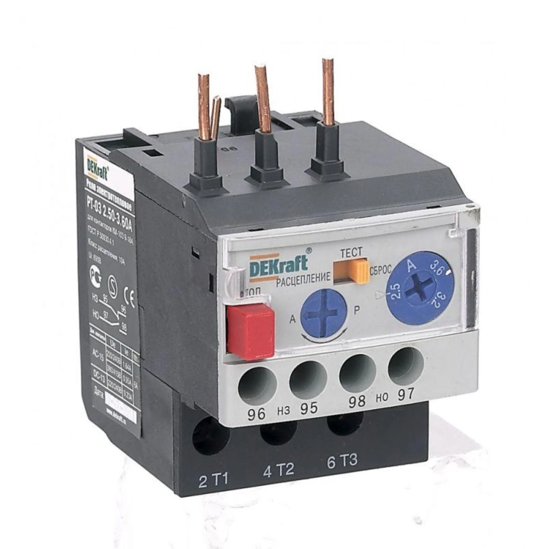 Реле тепловое РТ-03 1.20-1.80А для контакторов 09-18А DEKraft 23108DEK