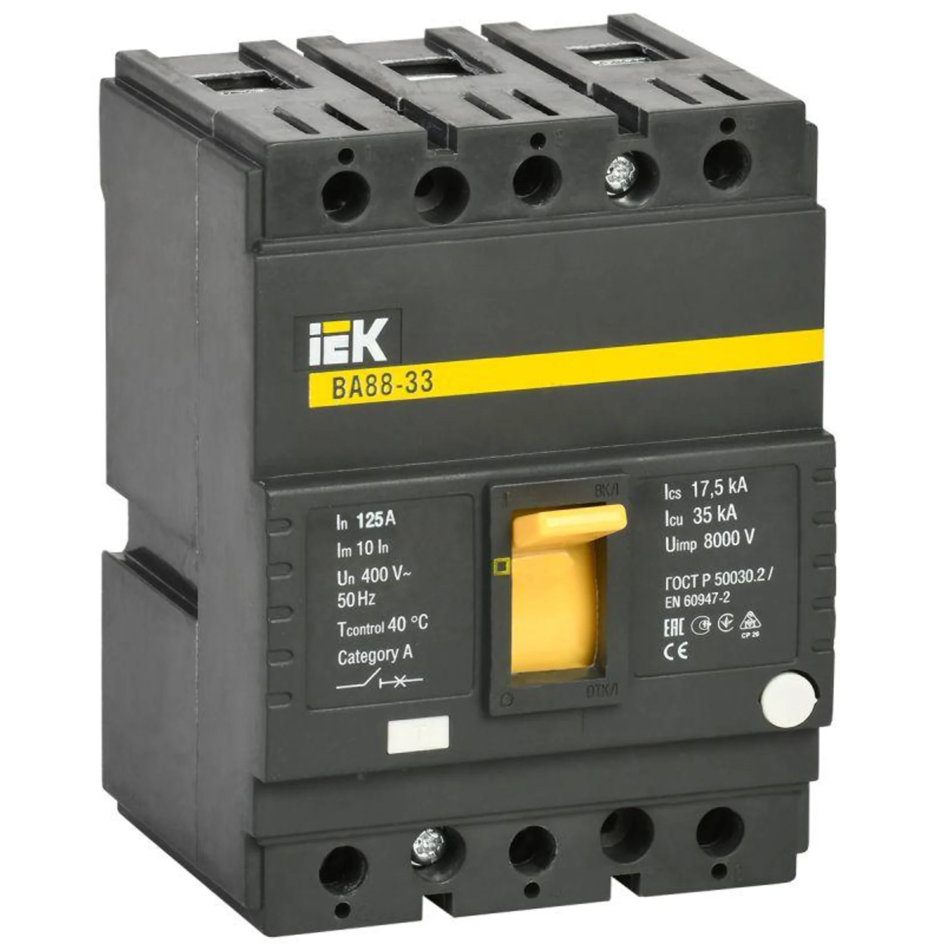 Выключатель автоматический 3п 125А 35кА ВА 88-33 IEK SVA20-3-0125