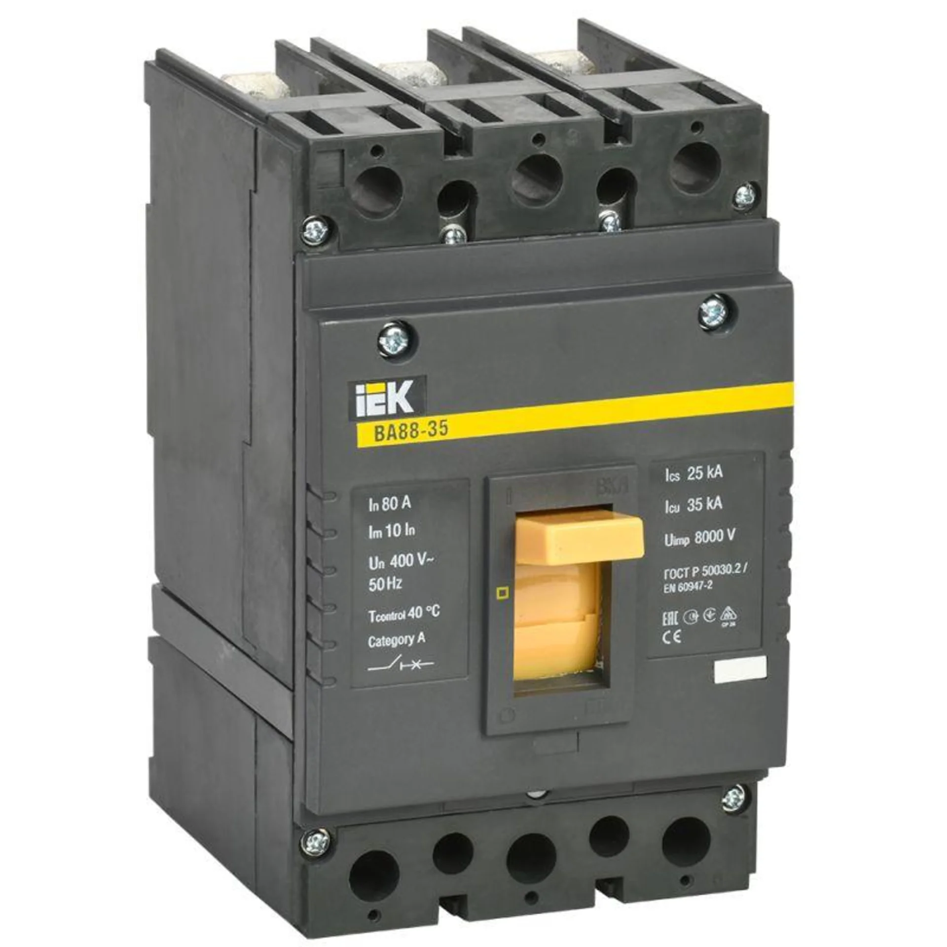Выключатель автоматический 3п 80А 35кА ВА 88-35 IEK SVA30-3-0080