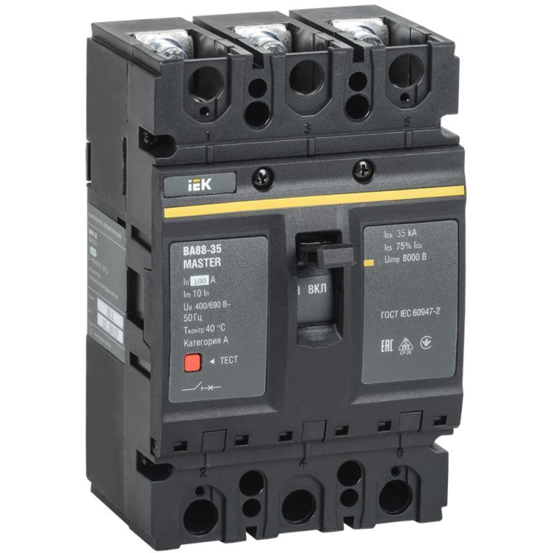 Выключатель автоматический 3п 100А 35кА ВА88-35 MASTER IEK SVA30-3-0100-02