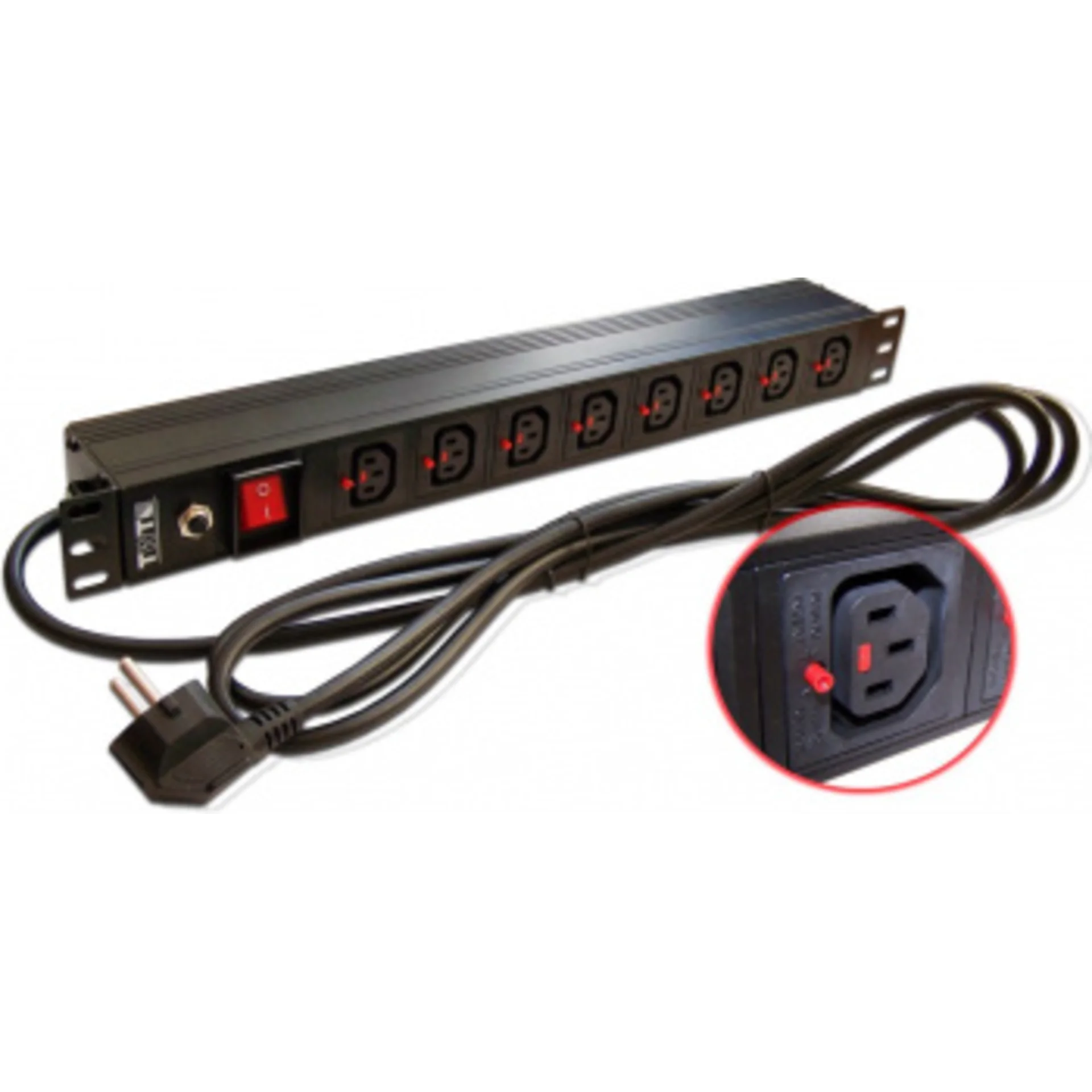 Блок распределения питания Lanmaster TWT-PDU-10A8C3L-3.0 гор.размещ. 8xC13 базовые 10A Schuko 3м