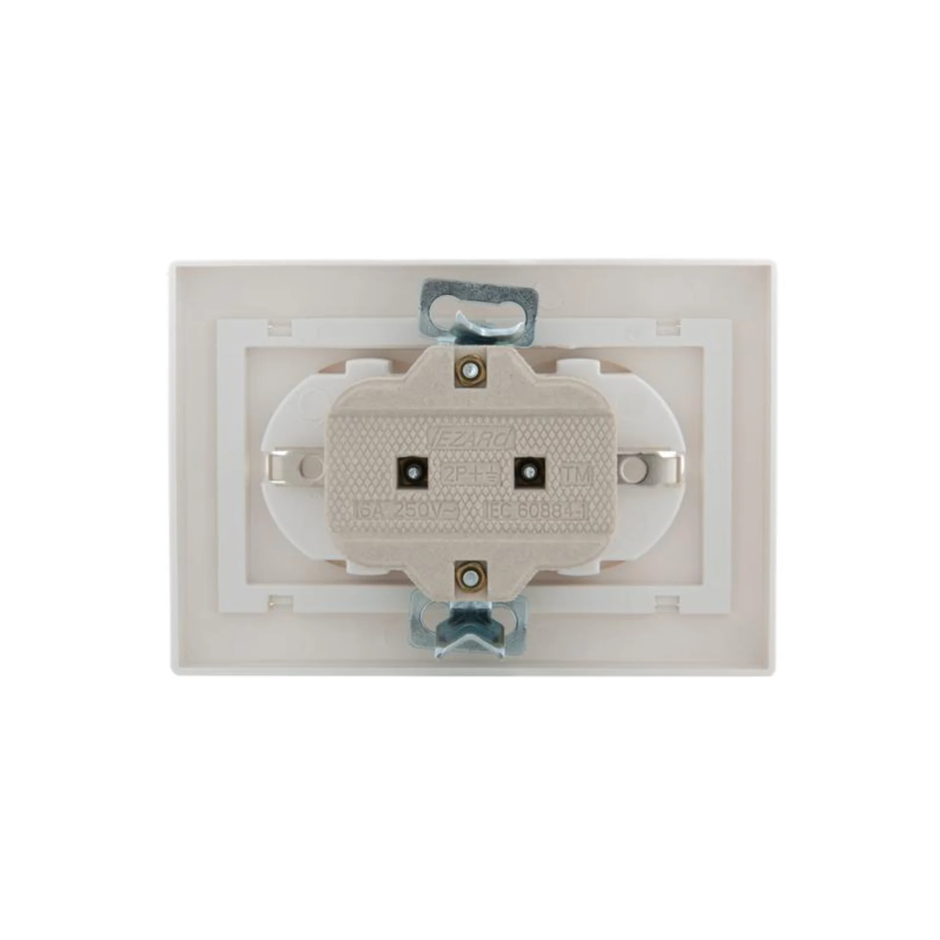Розетка 2-м СП Mira 16А IP20 с заземл. с бел. вставкой керамика бел. LEZARD 701-0202-127