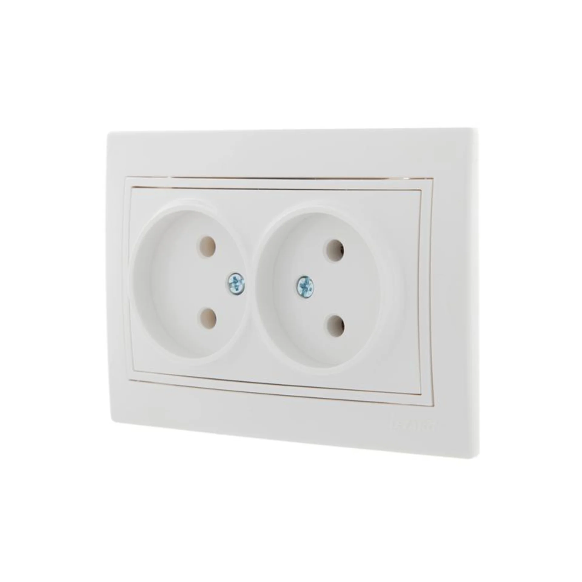 Розетка 2-м СП Mira 16А IP20 без заземл. с бел. вставкой керамика бел. LEZARD 701-0202-128