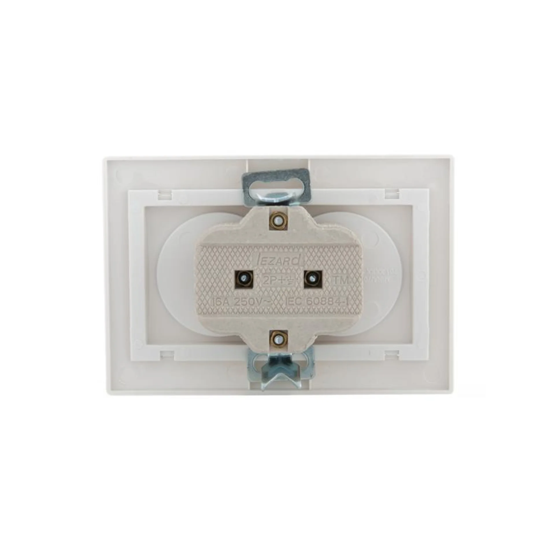 Розетка 2-м СП Mira 16А IP20 без заземл. с бел. вставкой керамика бел. LEZARD 701-0202-128