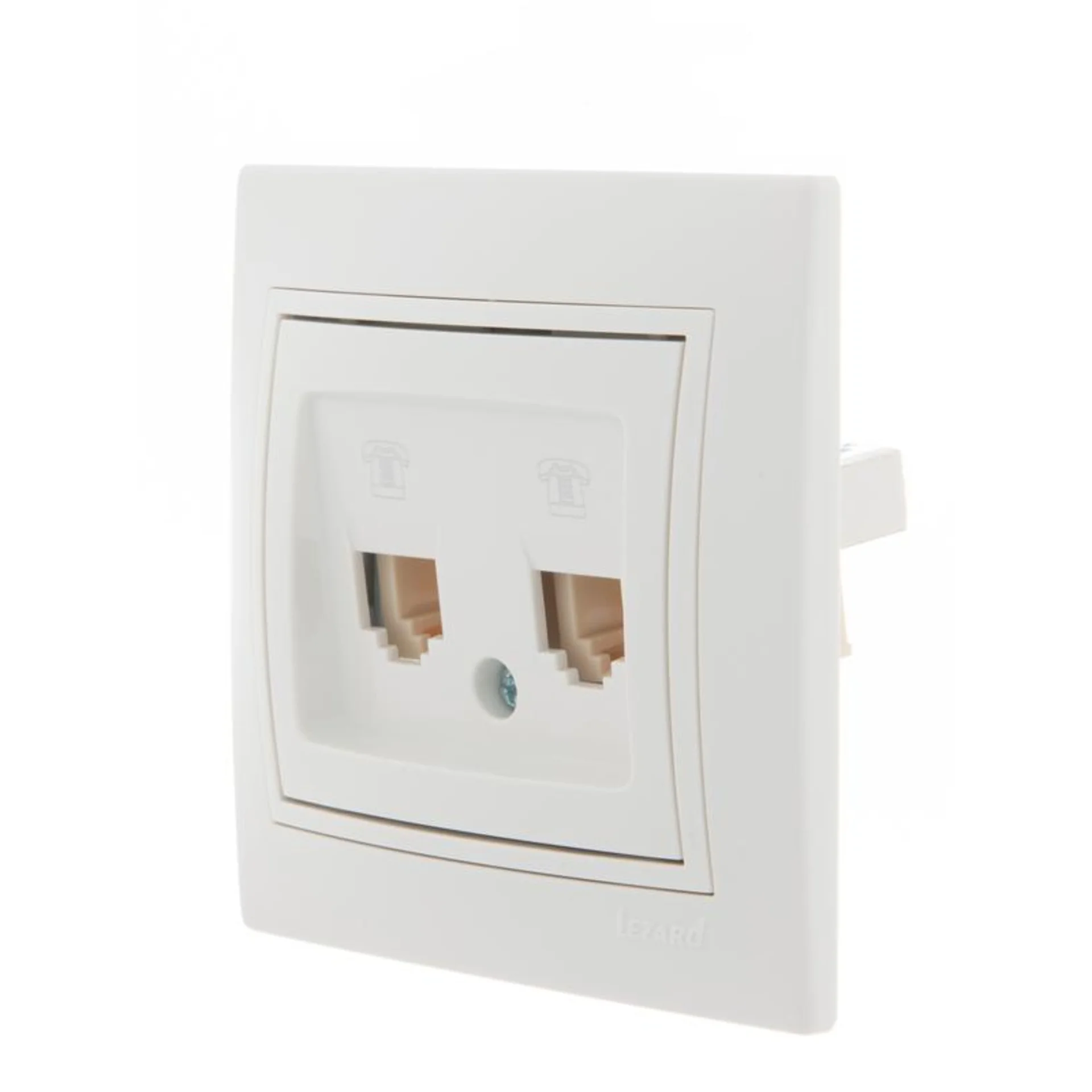 Розетка телефонная 2-м СП Mira RJ11 бел./бел. LEZARD 701-0202-138