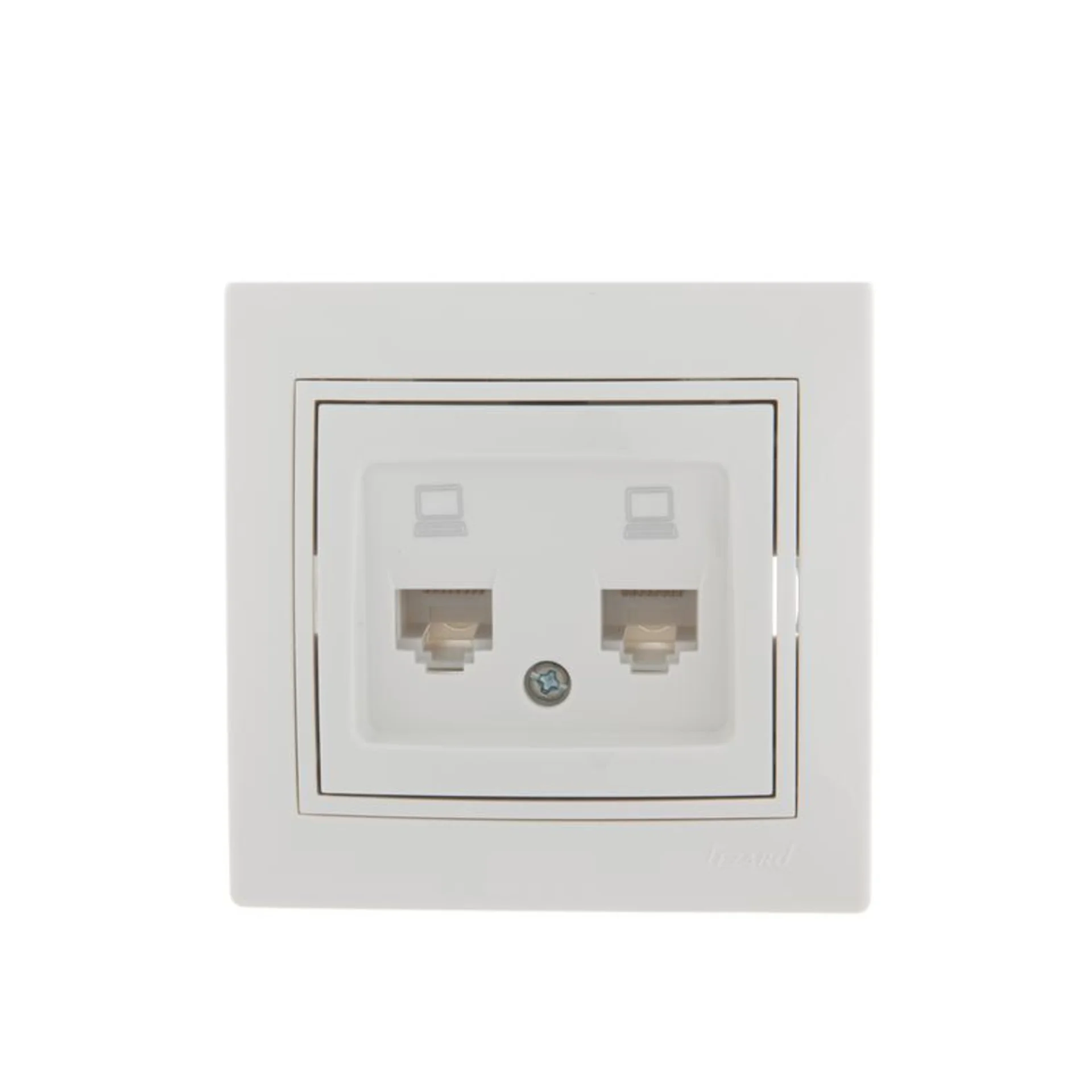 Розетка компьютерная 2-м СП Mira RJ45 бел./бел. LEZARD 701-0202-141