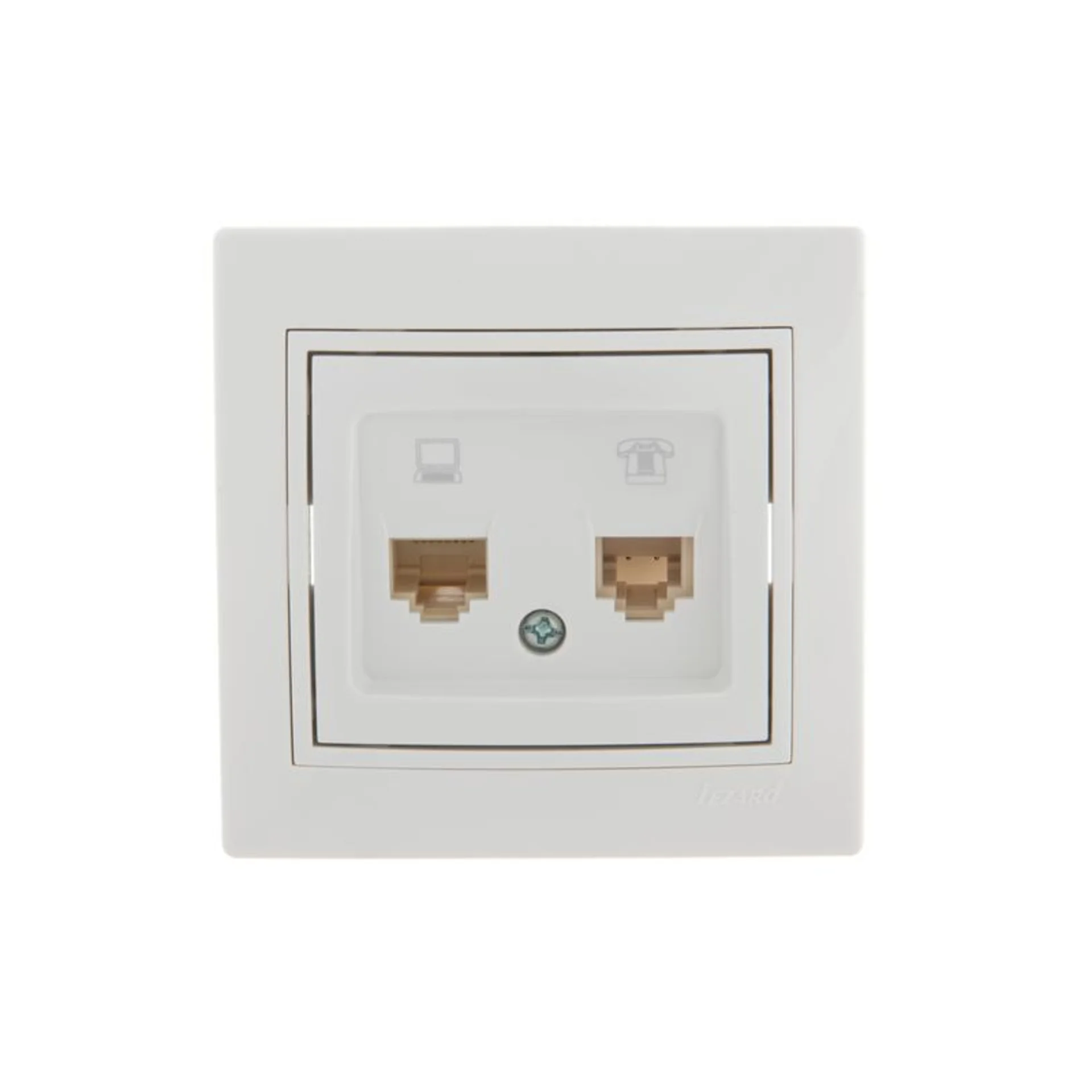 Розетка компьютерная + телефонная 2-м СП Mira RJ45 + RJ11 бел./бел. LEZARD 701-0202-143