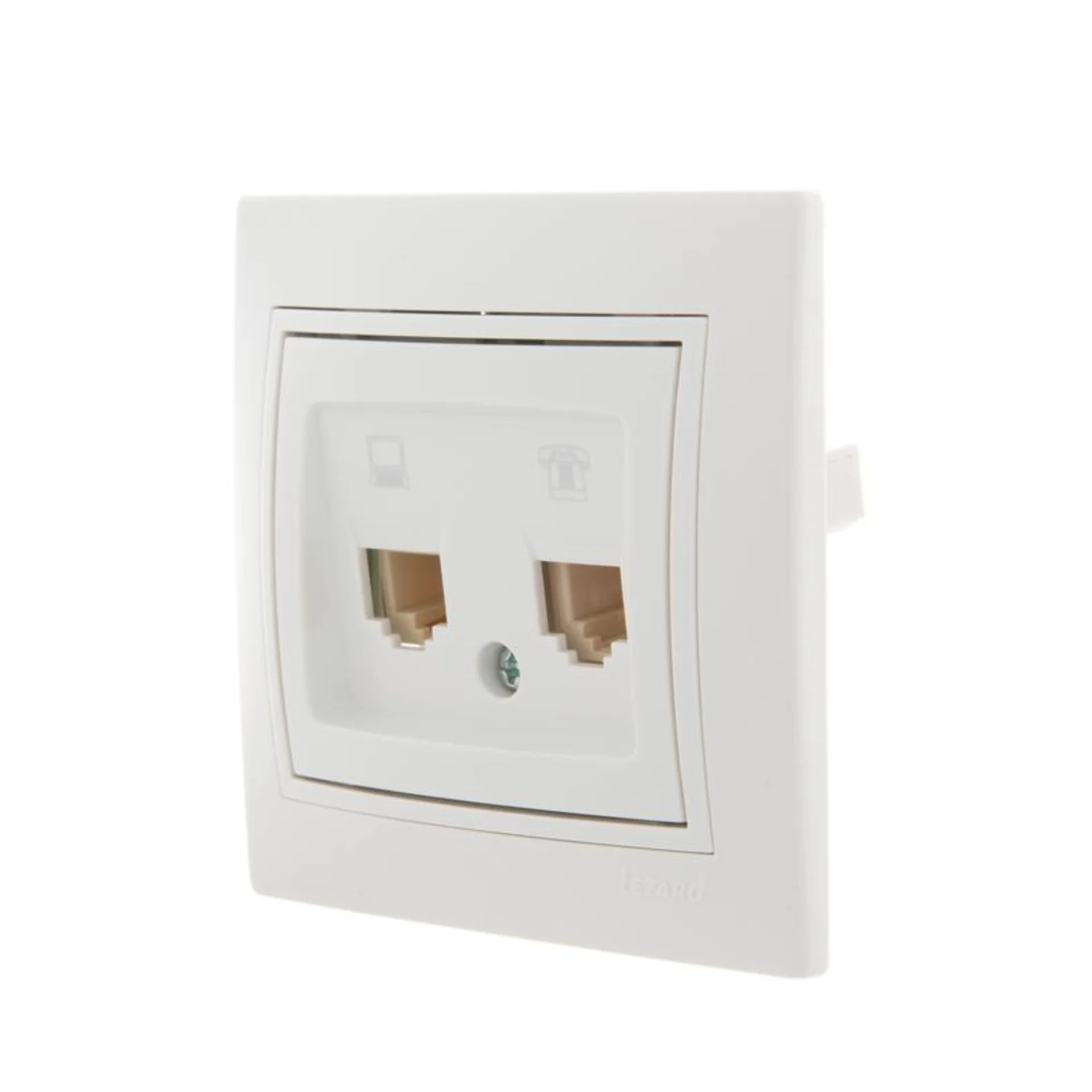 Розетка компьютерная + телефонная 2-м СП Mira RJ45 + RJ11 бел./бел. LEZARD 701-0202-143