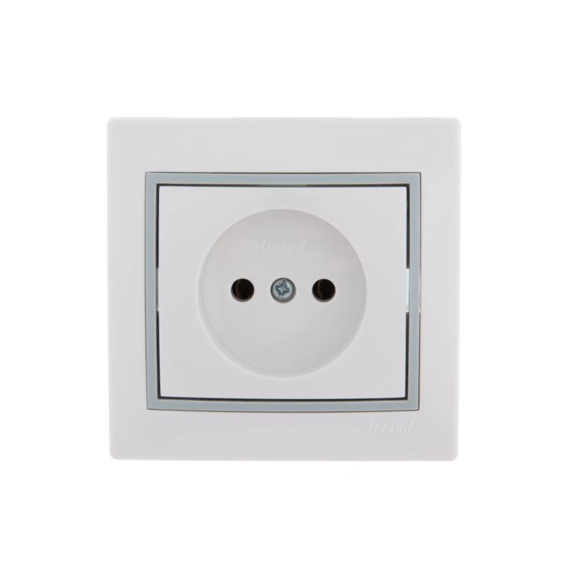 Розетка 1-м СП Mira 16А IP20 без заземл. с сер. вставкой керамика бел. LEZARD 701-0215-121