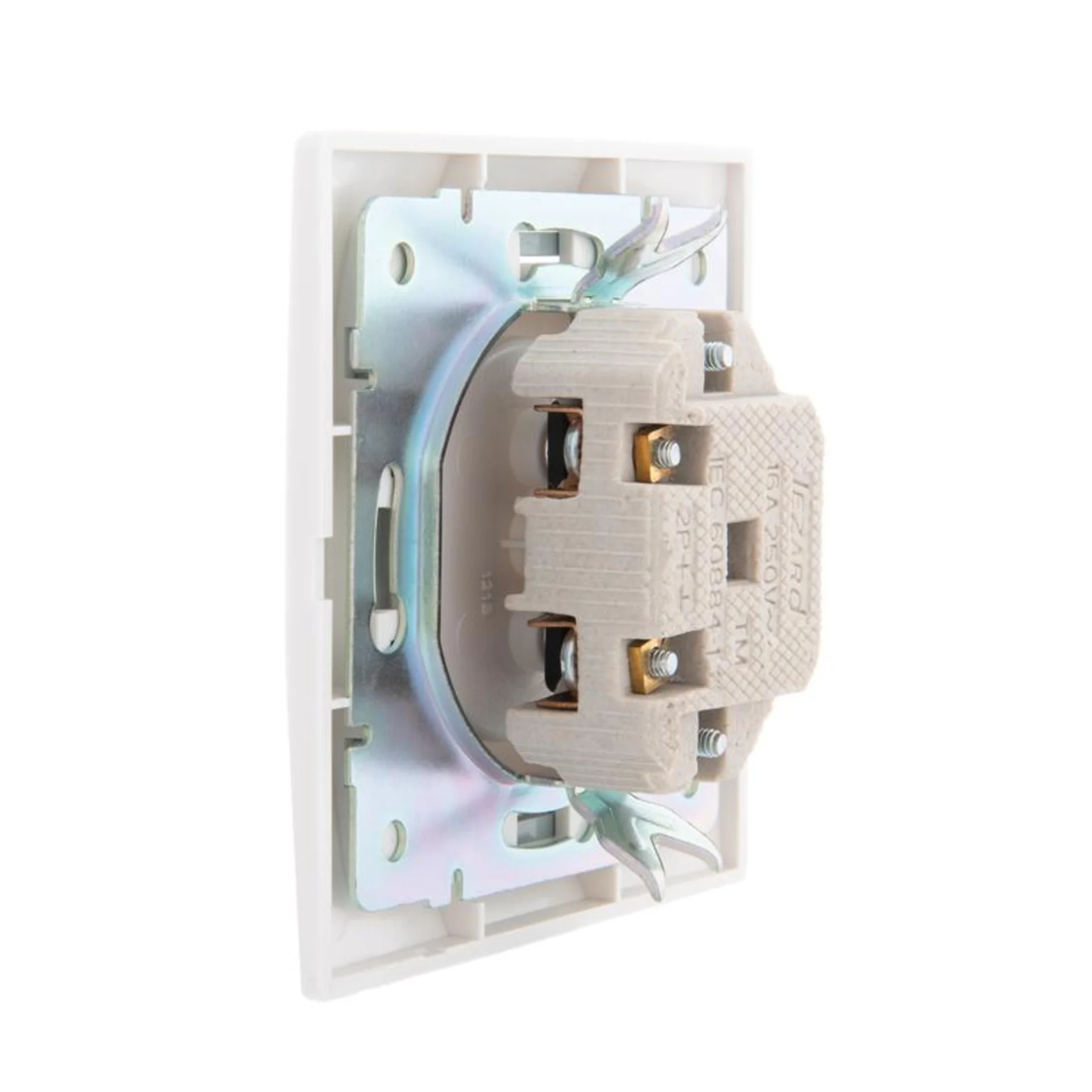 Розетка 1-м СП Mira 16А IP20 без заземл. с сер. вставкой керамика бел. LEZARD 701-0215-121