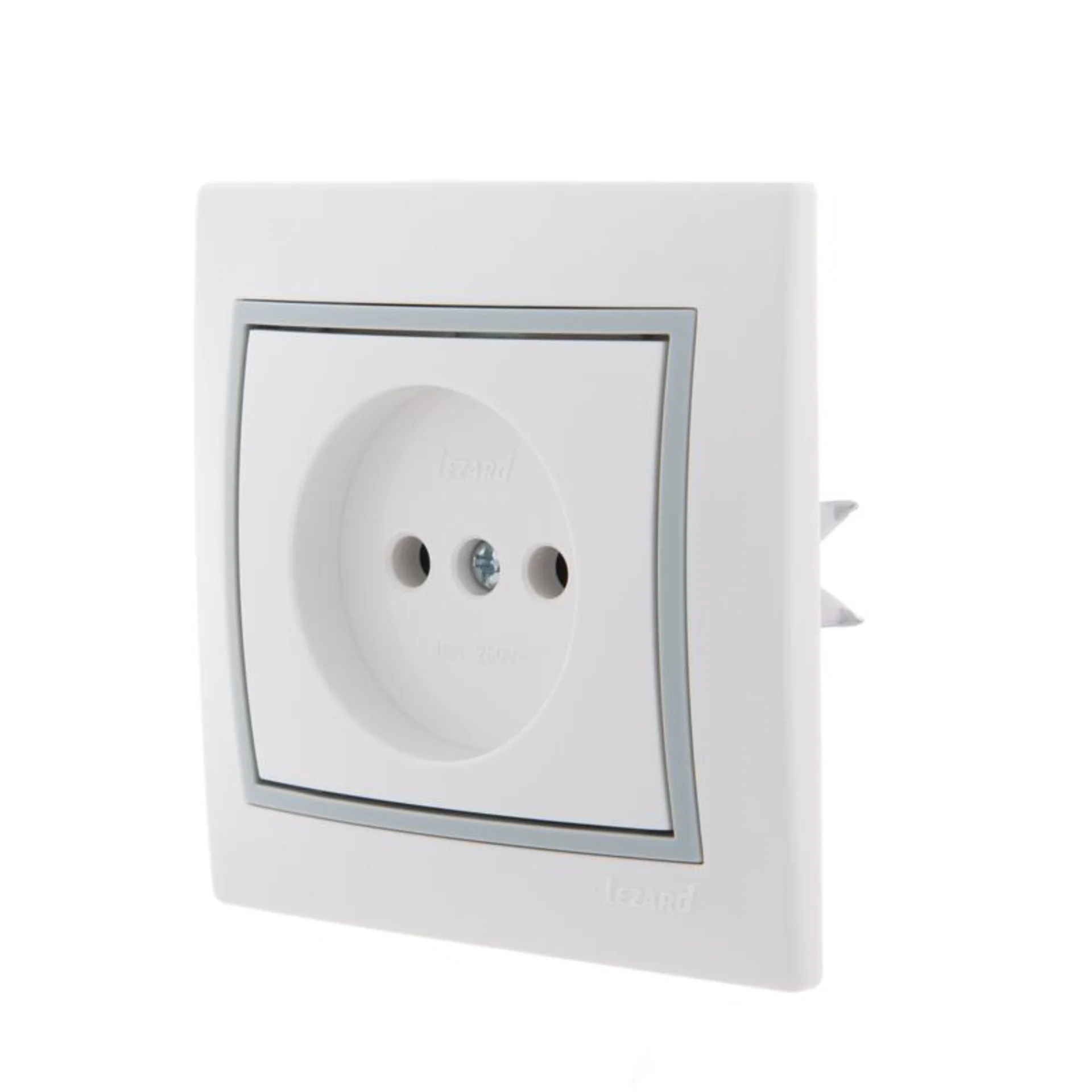 Розетка 1-м СП Mira 16А IP20 без заземл. с сер. вставкой керамика бел. LEZARD 701-0215-121