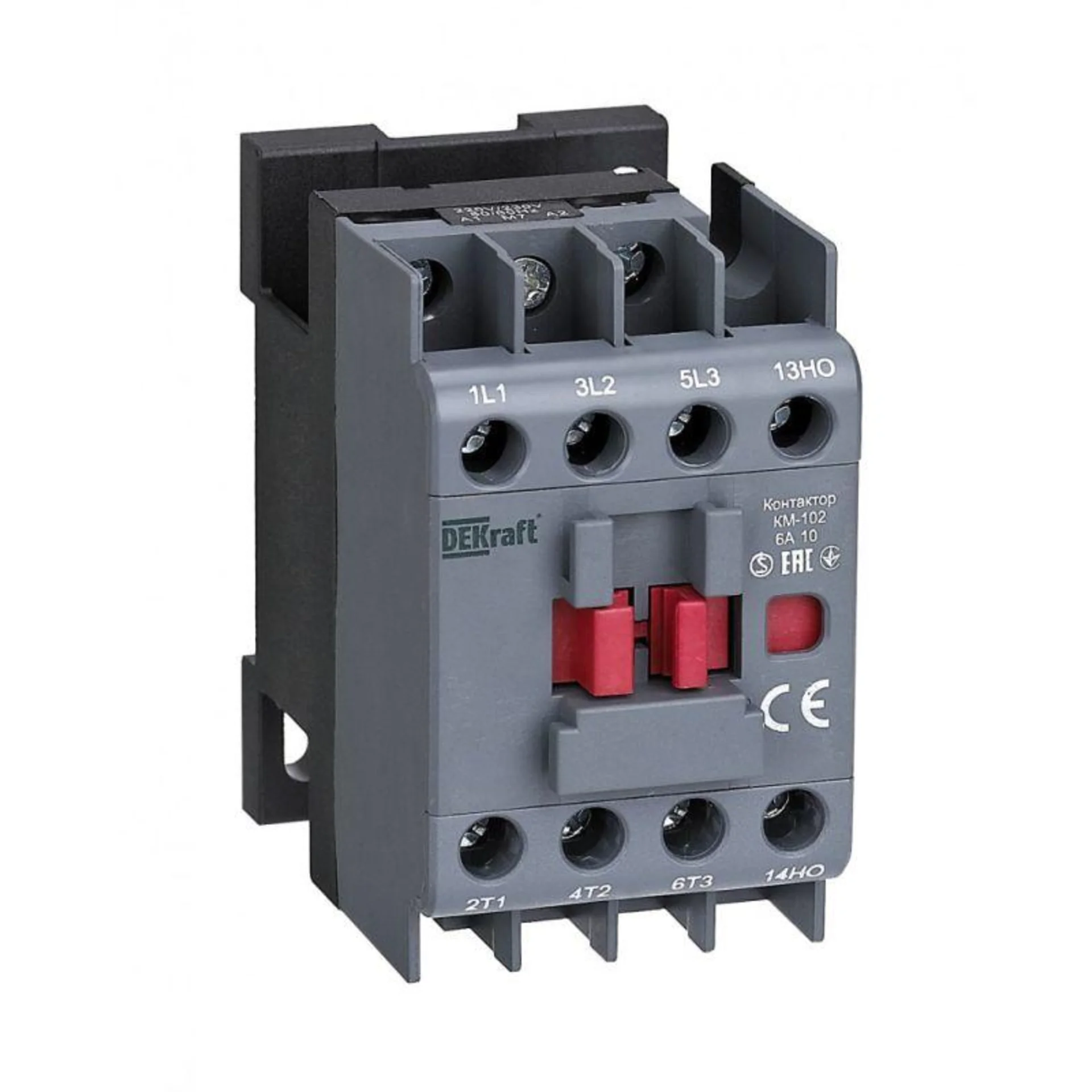 Контактор КМ-102 6А кат. 220В/230В AC 1НО AC-3 AC-4 DEKraft 22061DEK