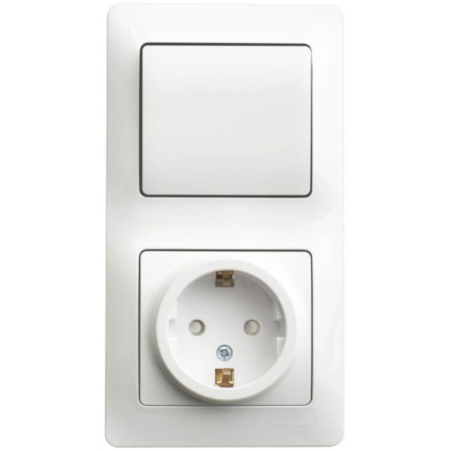 Блок комбинированный Glossa (розетка защ. шторки с заземл.+ 1-кл. выкл.) бел. SE GSL000170