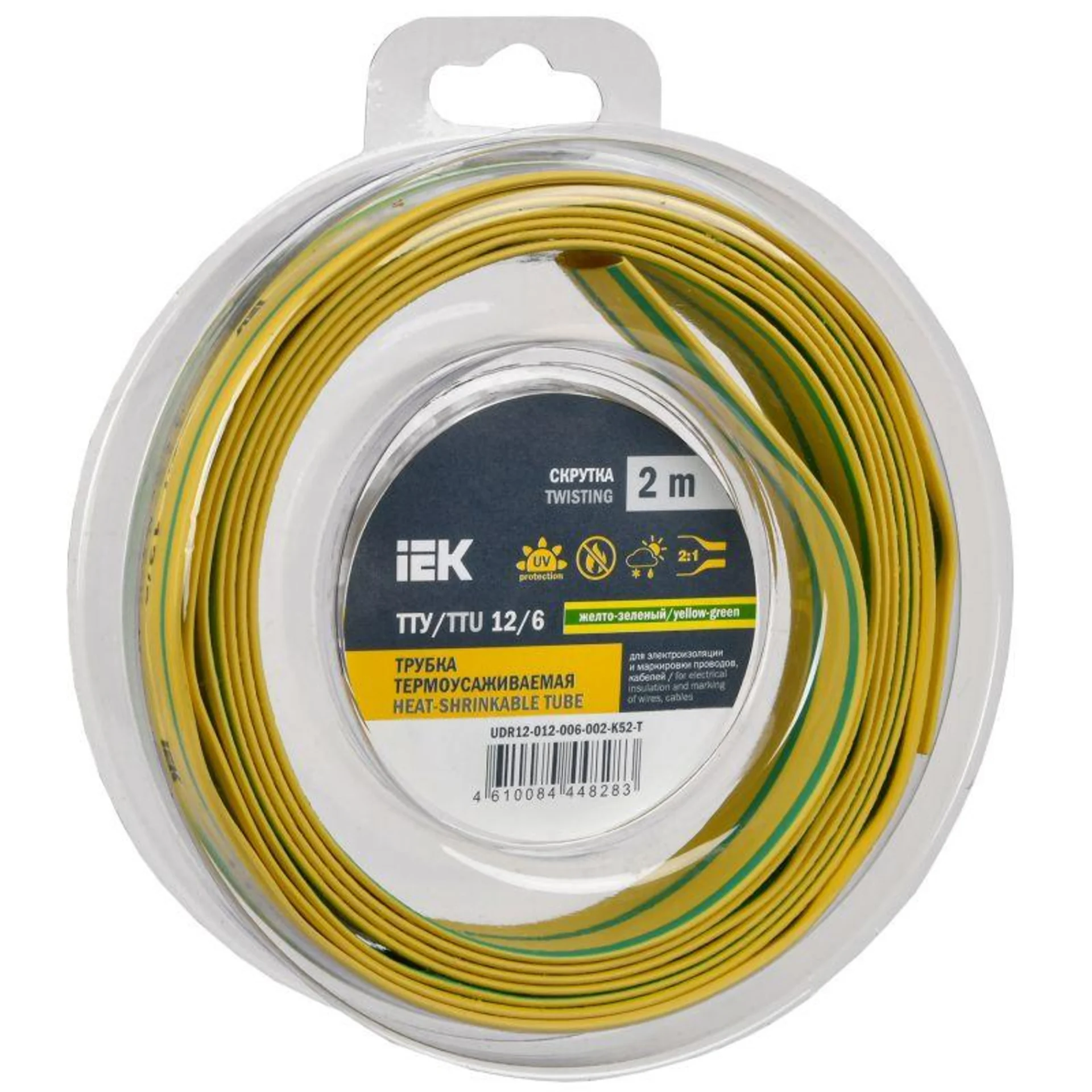 Трубка термоусадочная ТТУ нг-LS 12/6 желт. (уп.2м) IEK UDR12-012-006-002-K05-T